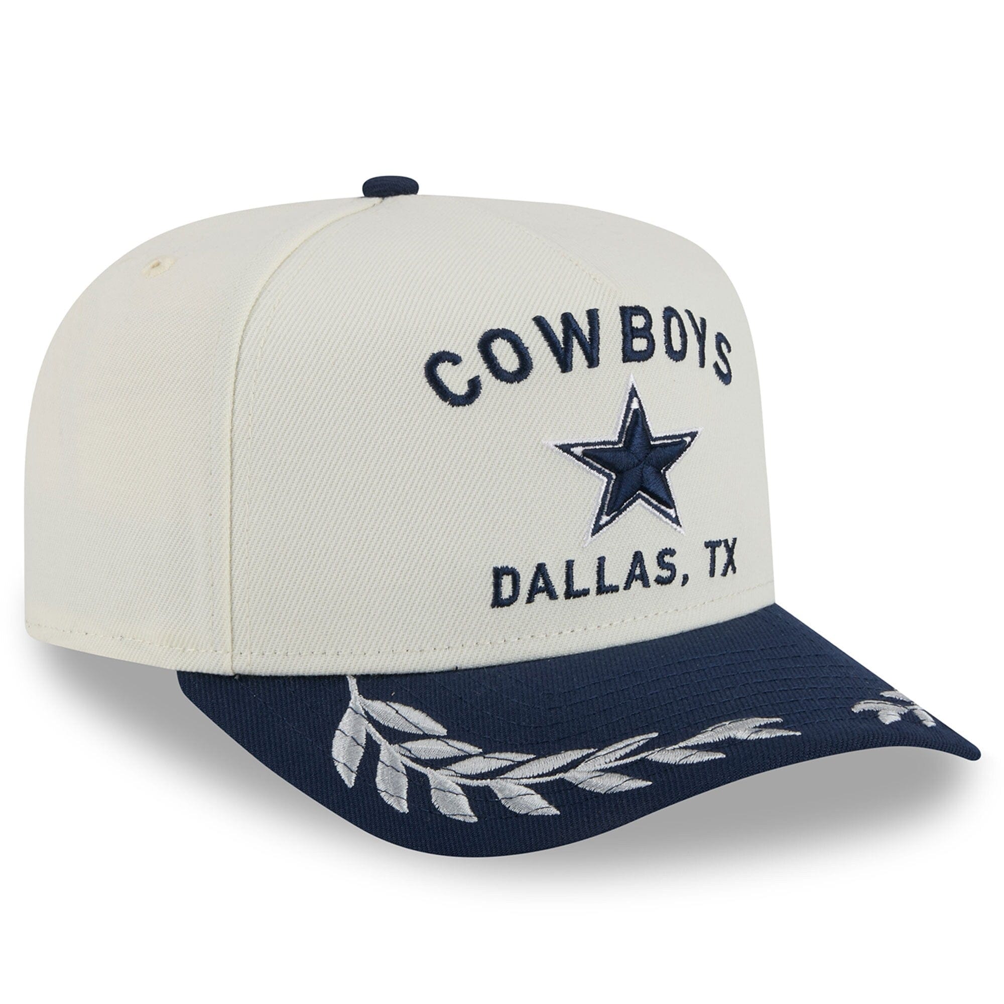 Dallas Cowboys New Era NFL 25 Draft Pre-Curved 9FIFTY A-Frame Snapback Hat - Chrome