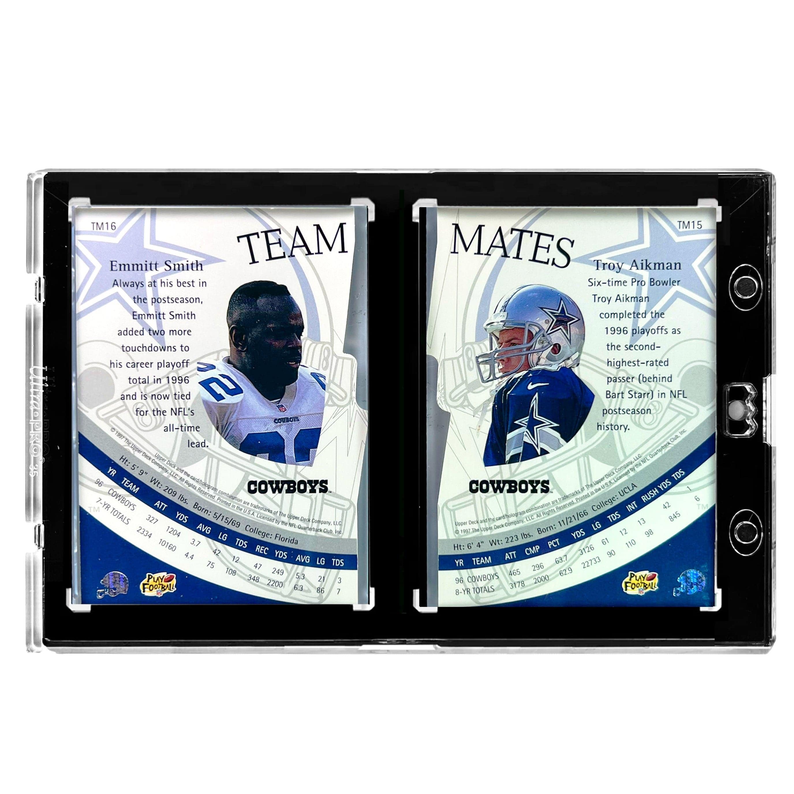 Troy Aikman Emmitt Smith Dallas Cowboys Upper Deck NFL 97 2 Card Set