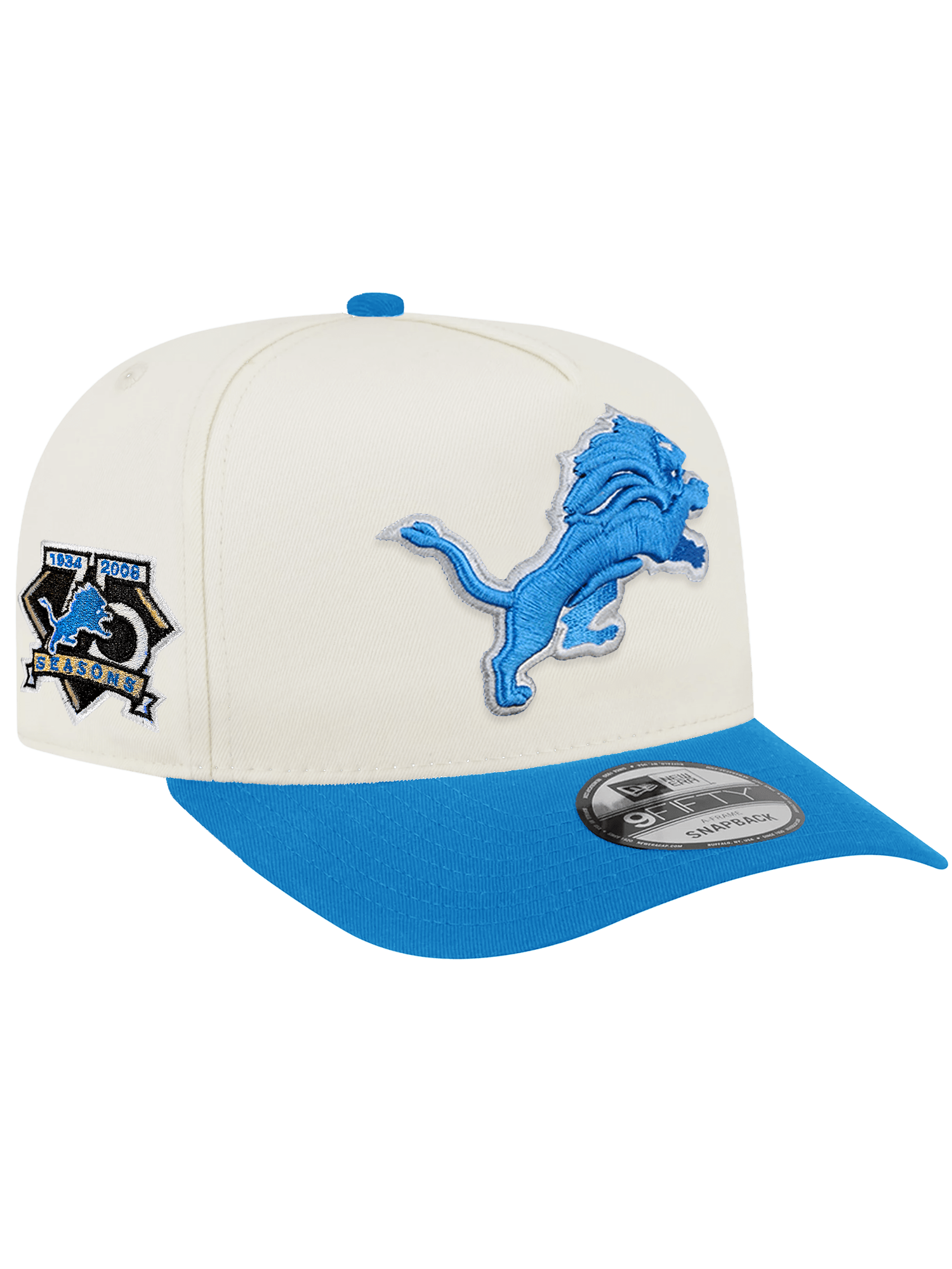 Detroit Lions New Era NFL Team 2T 9FIFTY A-Frame Pre-Curved Snapback Hat - Chrome