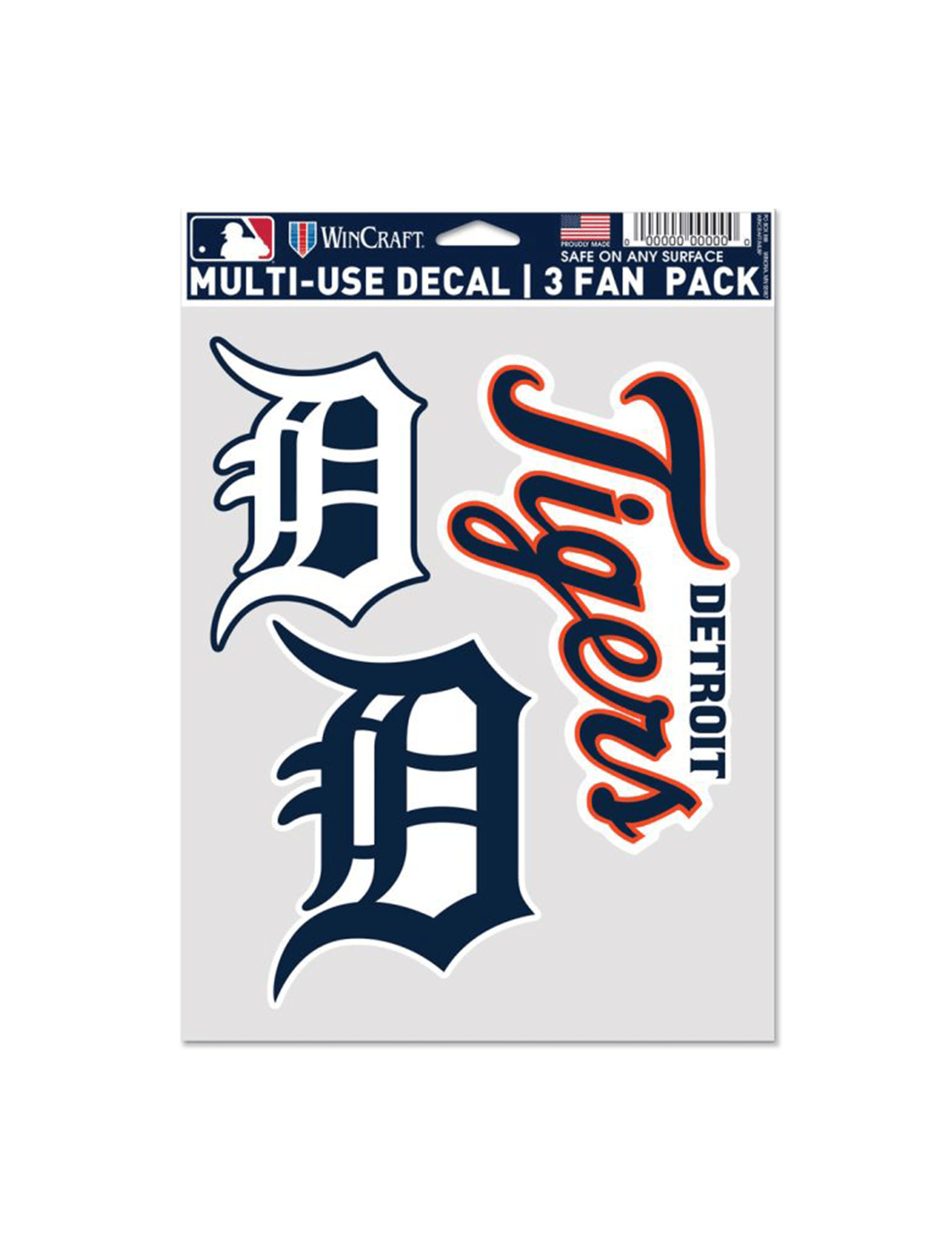Detroit Tigers Wincraft MLB Team 3 Pack Decal Set