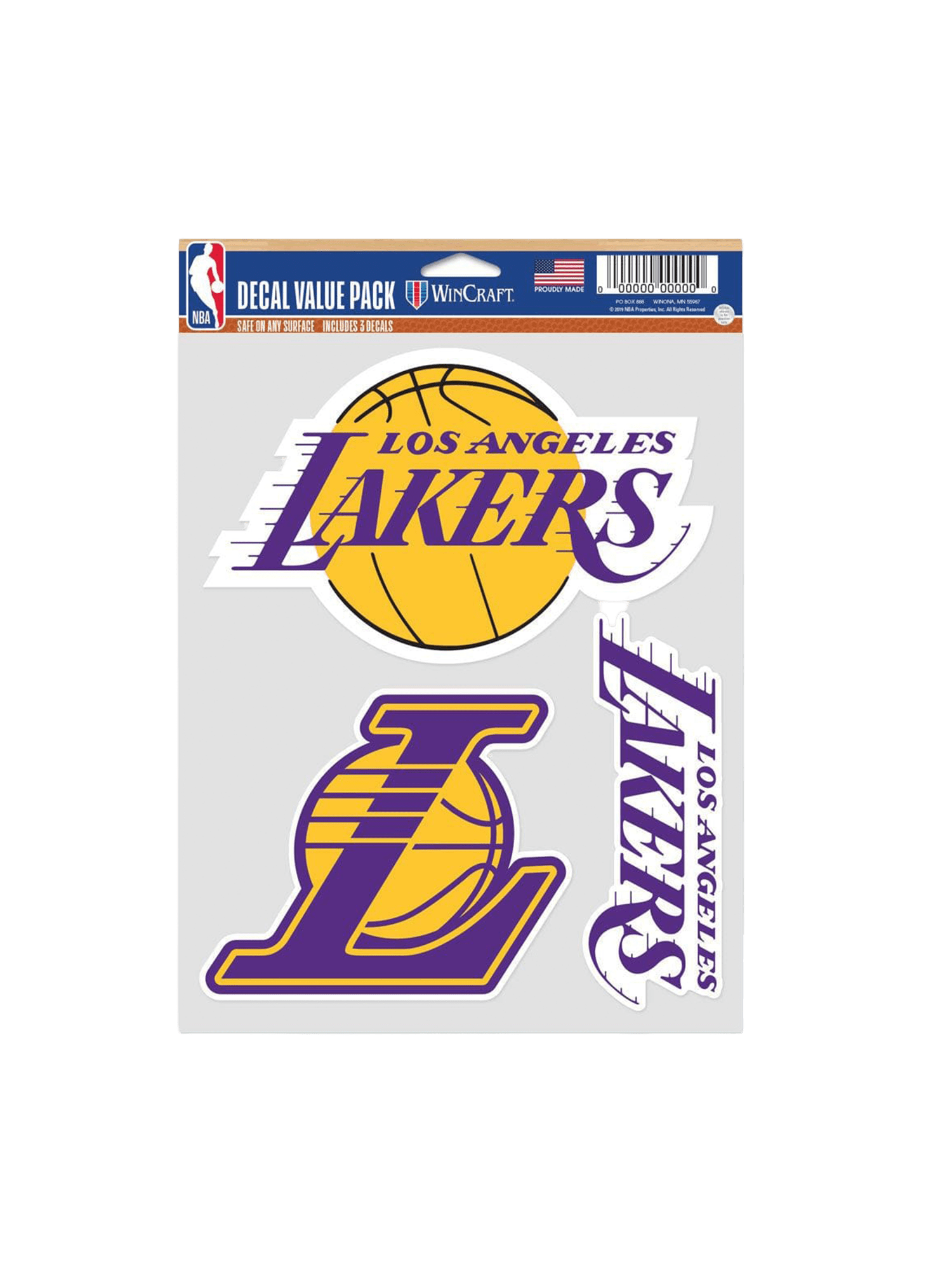 Los Angeles Lakers Wincraft NBA Team 3 Pack Decal Set