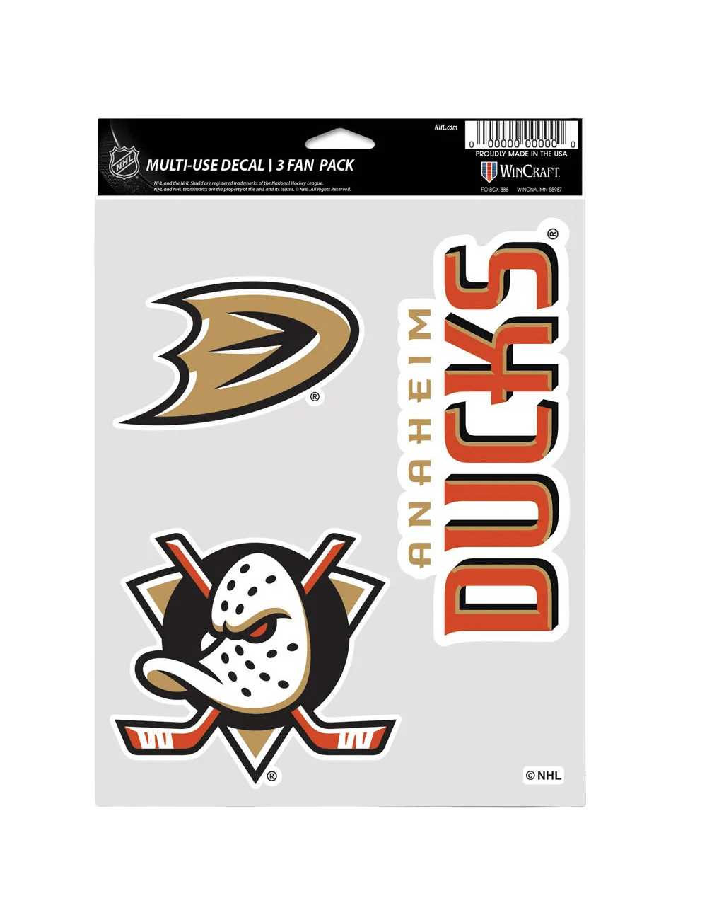 Anaheim Ducks Wincraft NHL Team 3 Piece 5” x 7” Decal Set