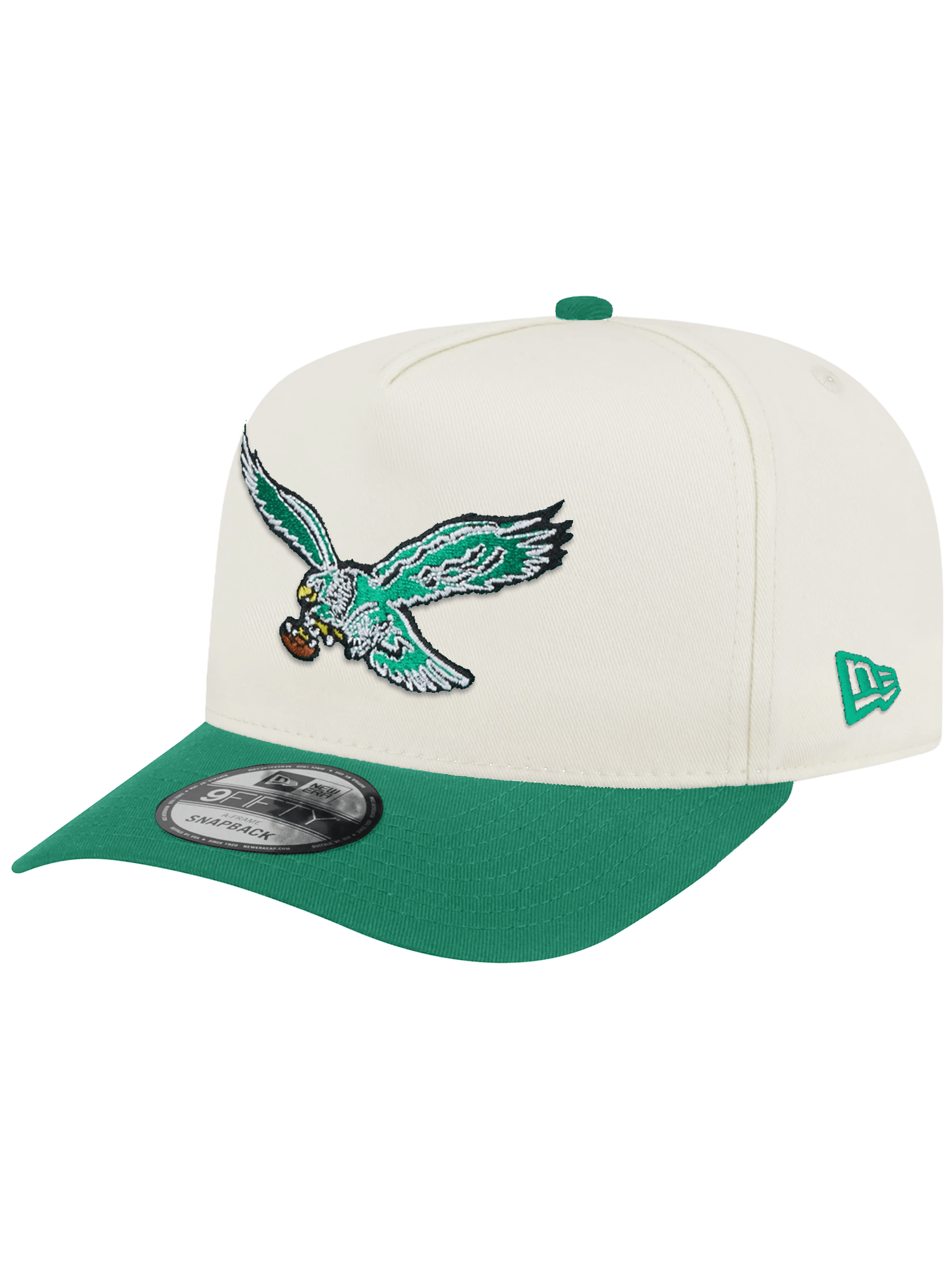 Philadelphia Eagles New Era NFL Team 2T 9FIFTY A-Frame Pre-Curved Snapback Hat - Chrome