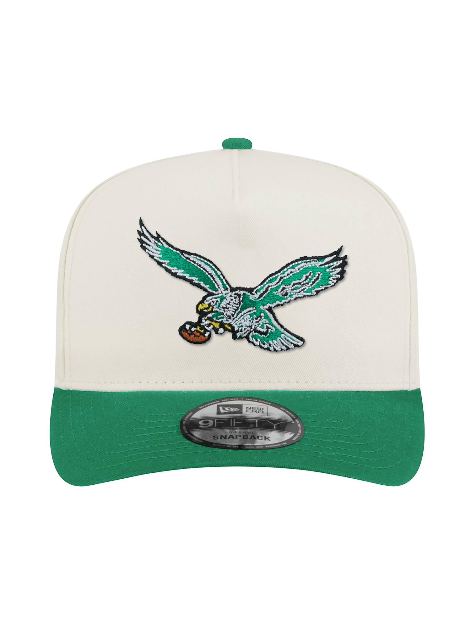 Philadelphia Eagles New Era NFL Team 2T 9FIFTY A-Frame Pre-Curved Snapback Hat - Chrome