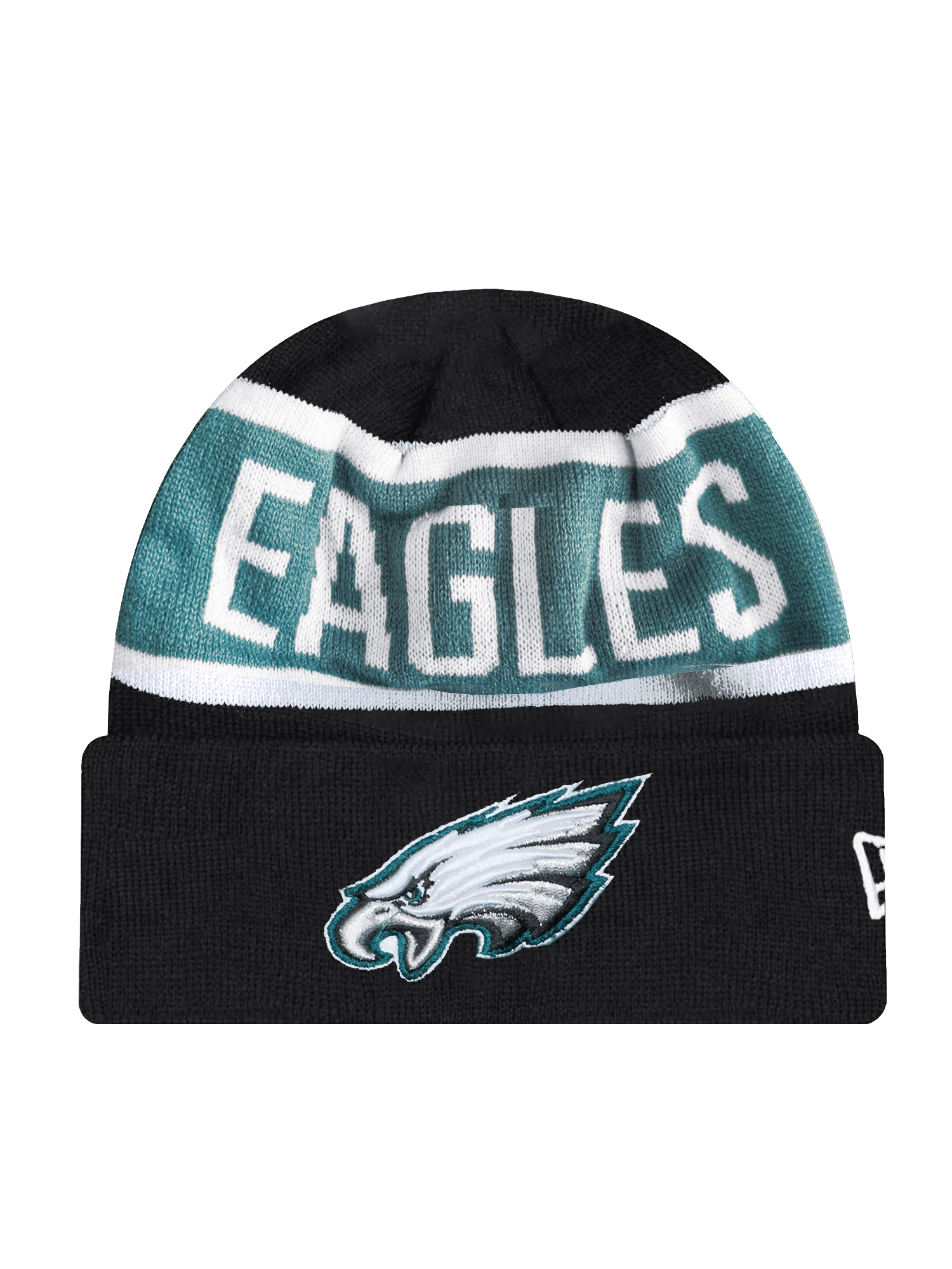 Philadelphia Eagles New Era NFL Team Spell Pomless Knit Beanie - Black