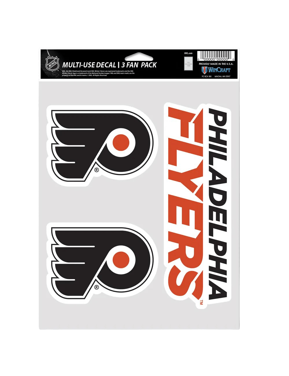 Philadelphia Flyers Wincraft NHL Team 3 Piece 5” x 7” Decal Set