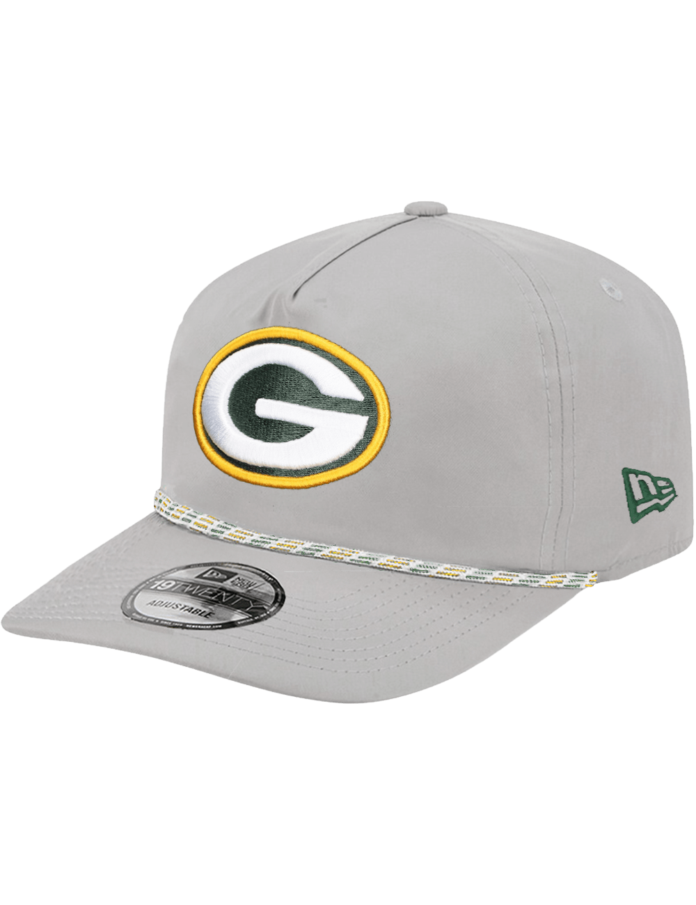 Green Bay Packers New Era NFL Team Rope 19TWENTY Pre-Curved Snapback Hat - Grey