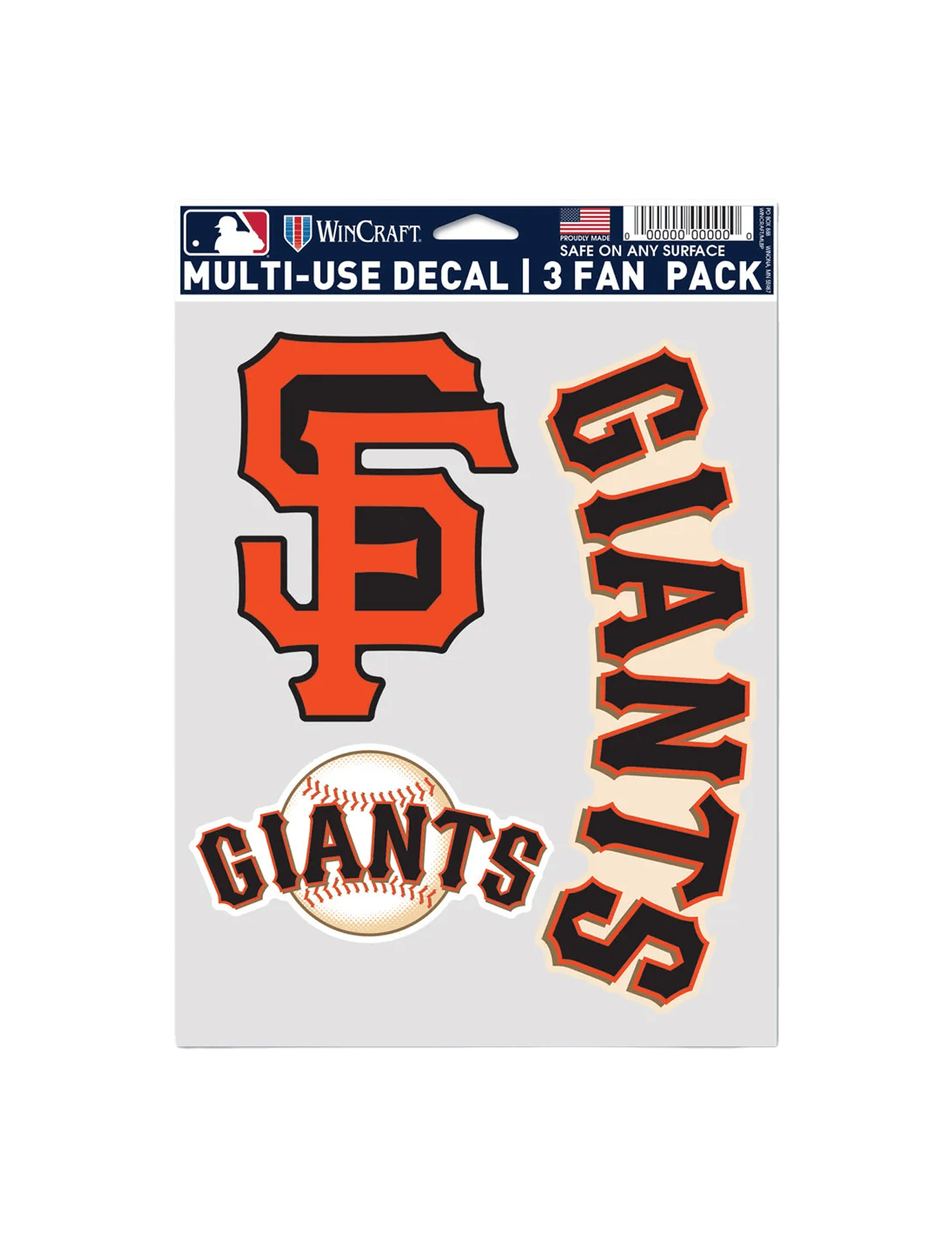 San Francisco Giants Wincraft MLB Team 3 Pack Decal Set
