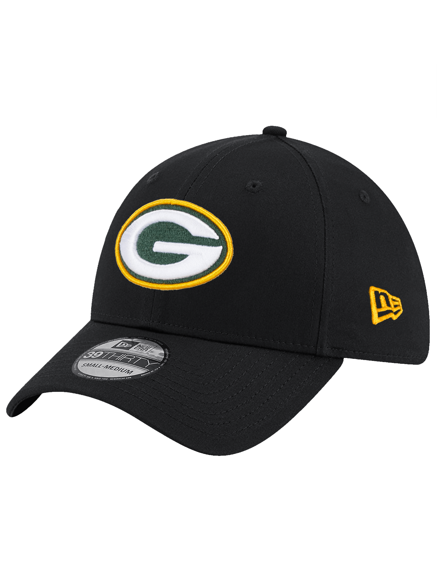 Green Bay Packers New Era NFL Team 39THIRTY Stretch-Fit Hat - Black
