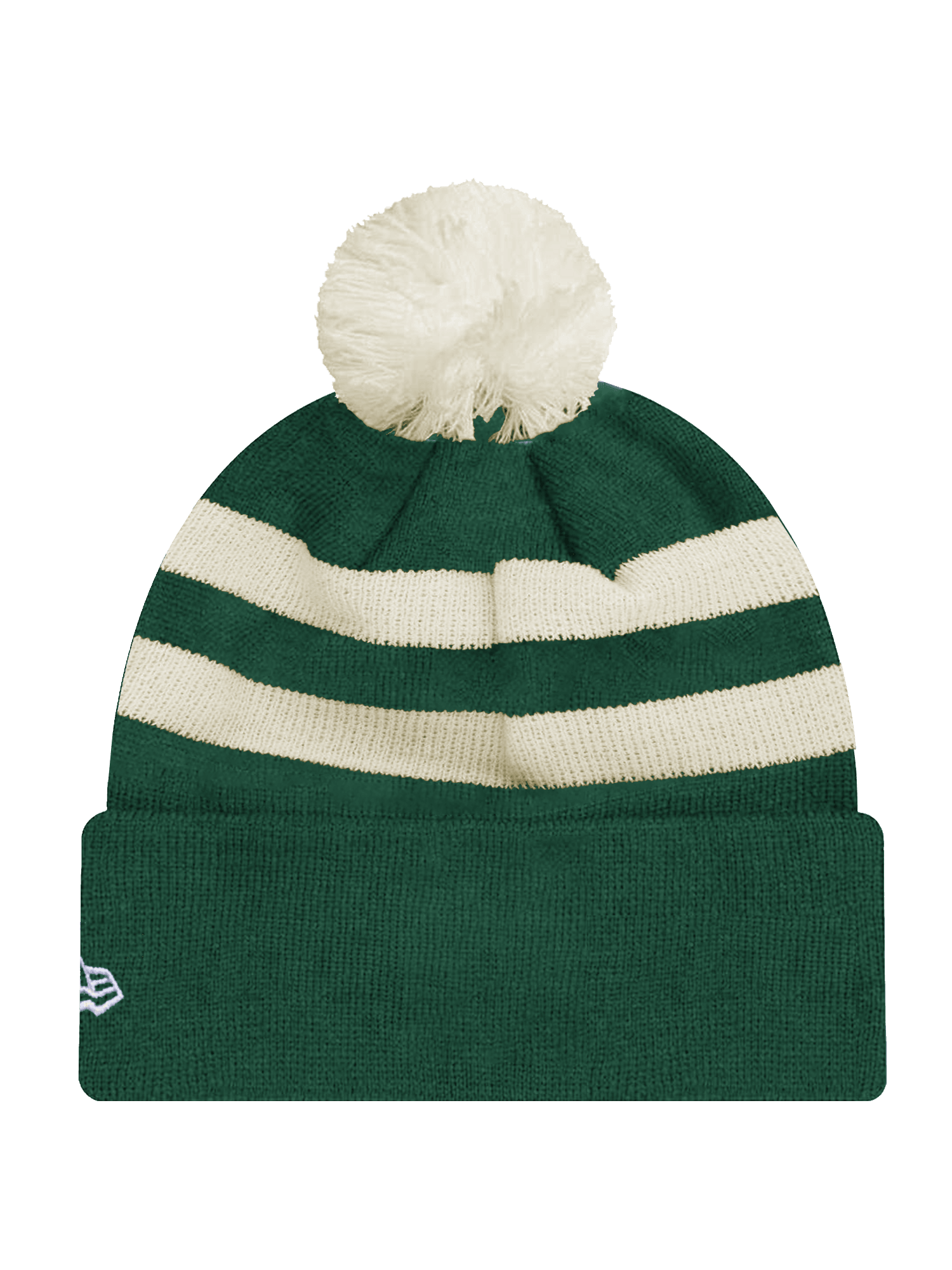 Green Bay Packers New Era NFL Ivory Stripe Pom Knit Beanie - Green