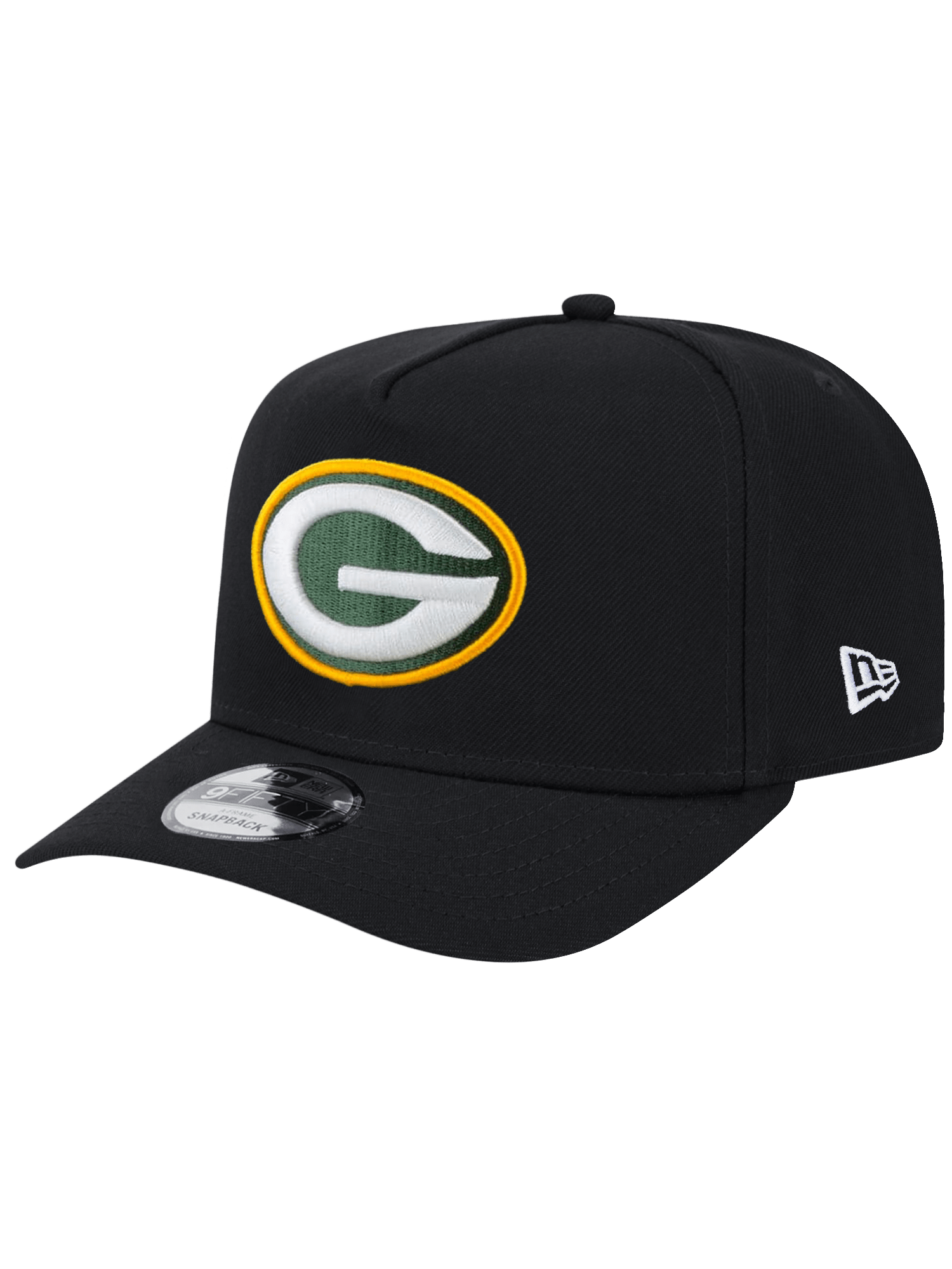 Green Bay Packers New Era NFL Team 9FIFTY A-Frame Pre-Curved Snapback Hat - Black