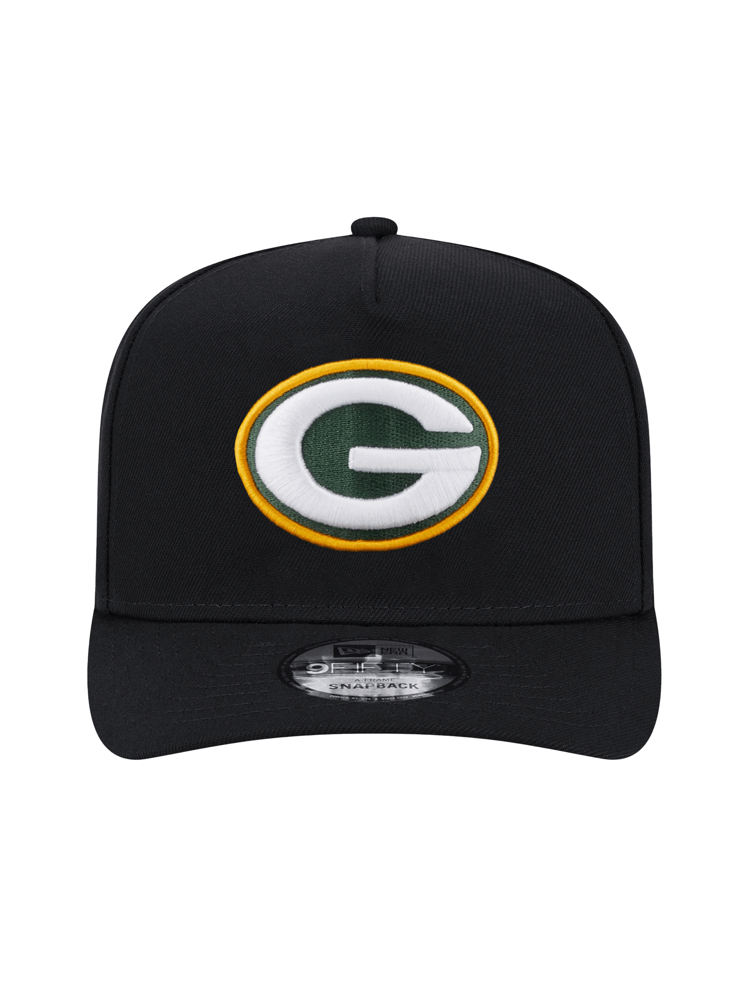 Green Bay Packers New Era NFL Team 9FIFTY A-Frame Pre-Curved Snapback Hat - Black