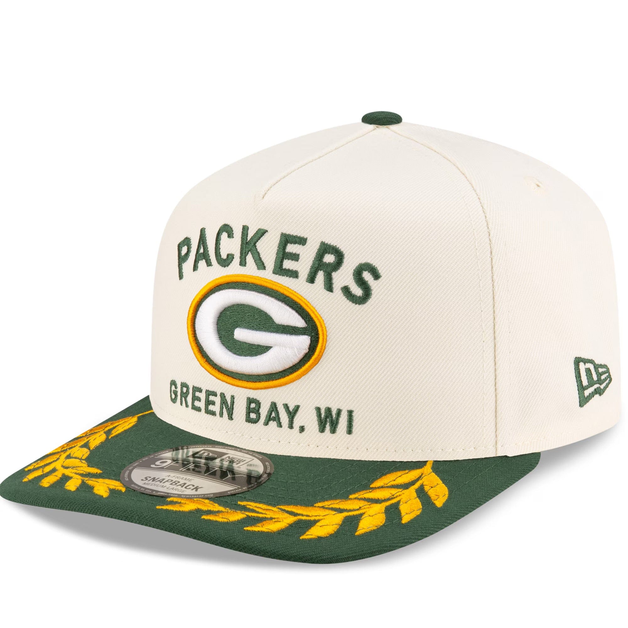 Green Bay Packers New Era NFL 25 Draft Pre-Curved 9FIFTY A-Frame Snapback Hat - Chrome