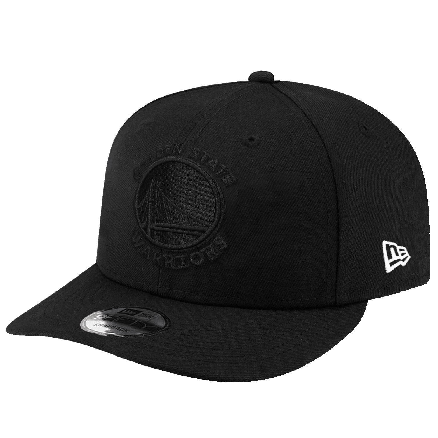 Golden State Warriors New Era NBA All Black 9FIFTY Pre-Curved Snapback Hat