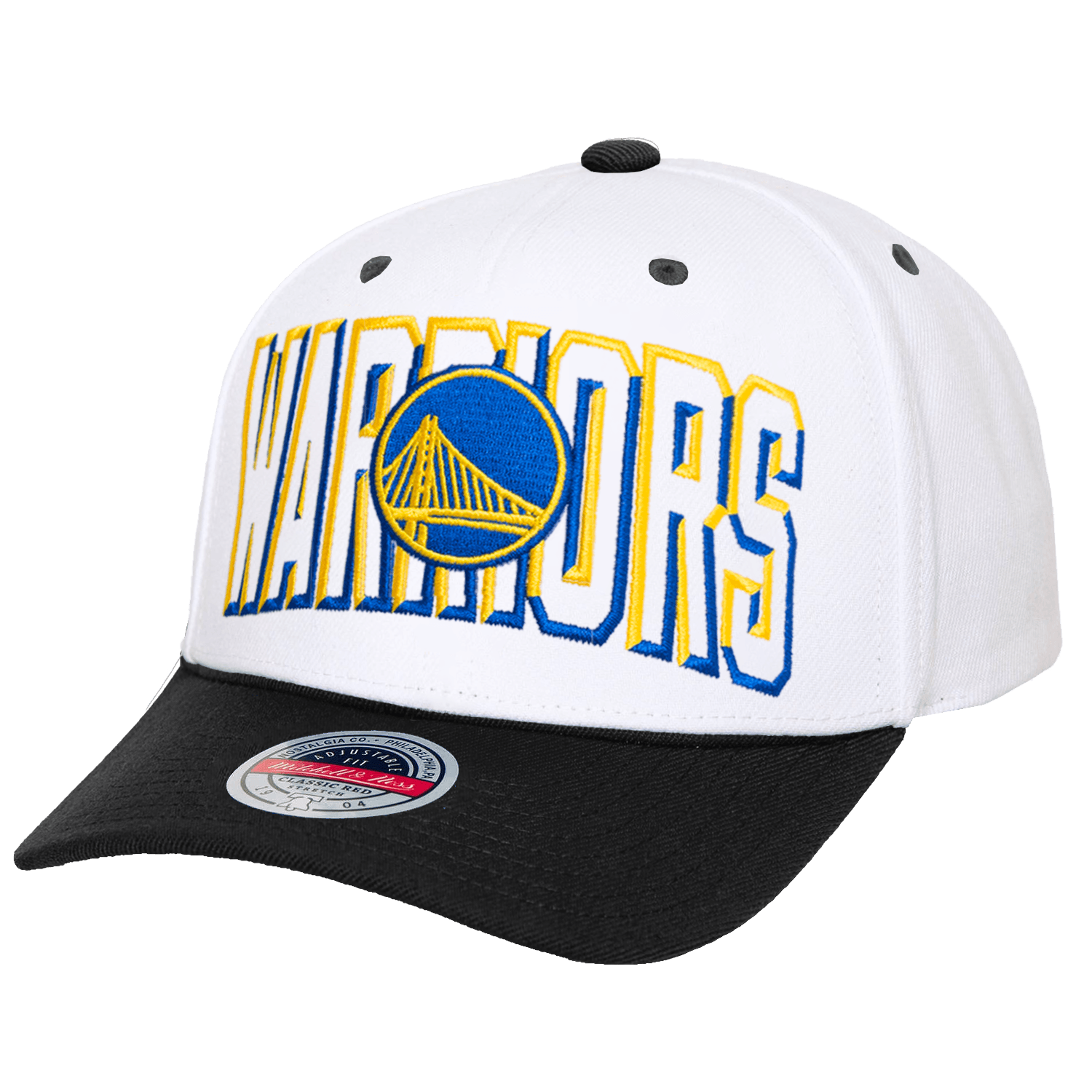 Golden State Warriors Mitchell & Ness NBA Bevel Classic Red Snapback Hat - White