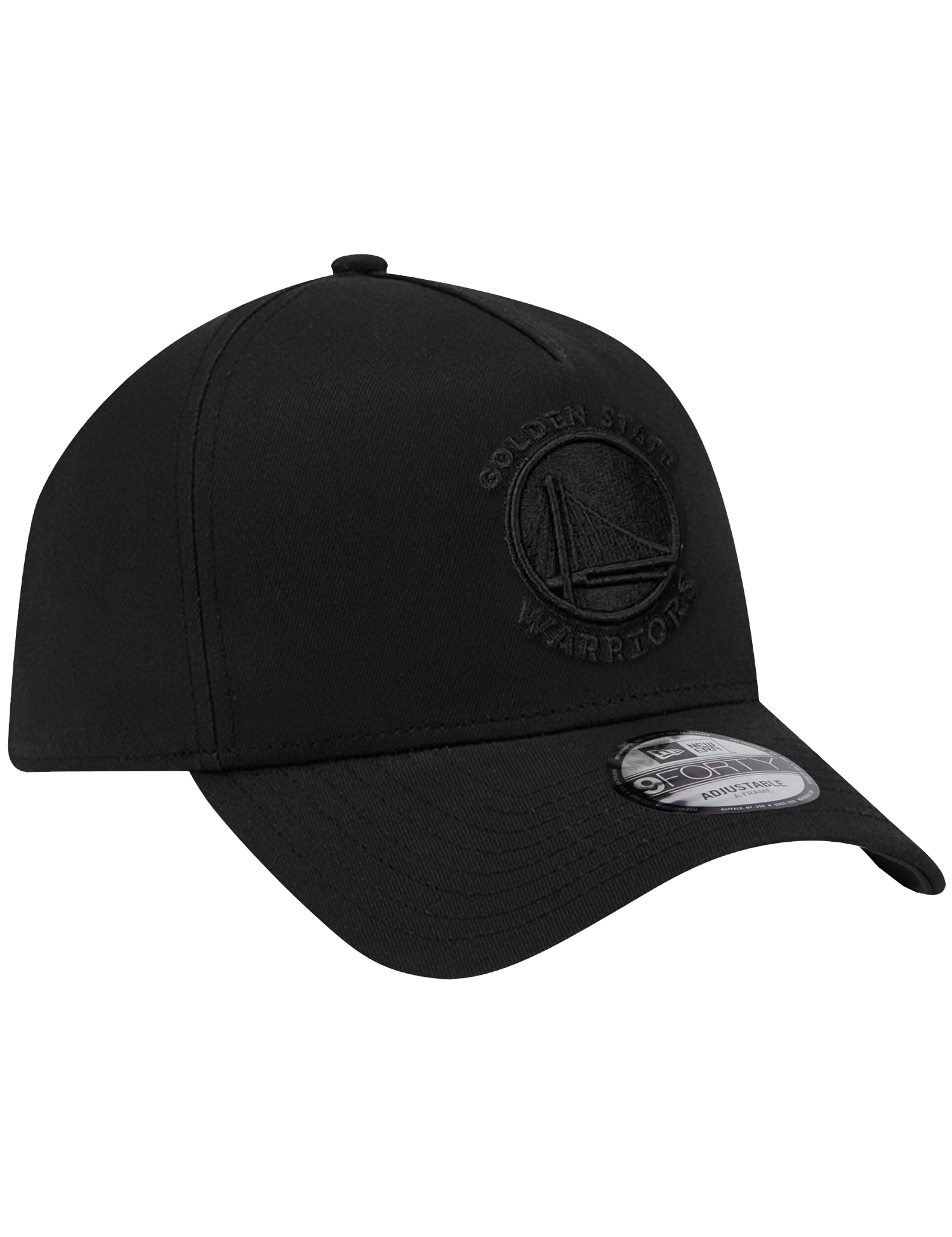 Golden State Warriors New Era NBA Black On Black 9FORTY A-Frame Snapback Hat