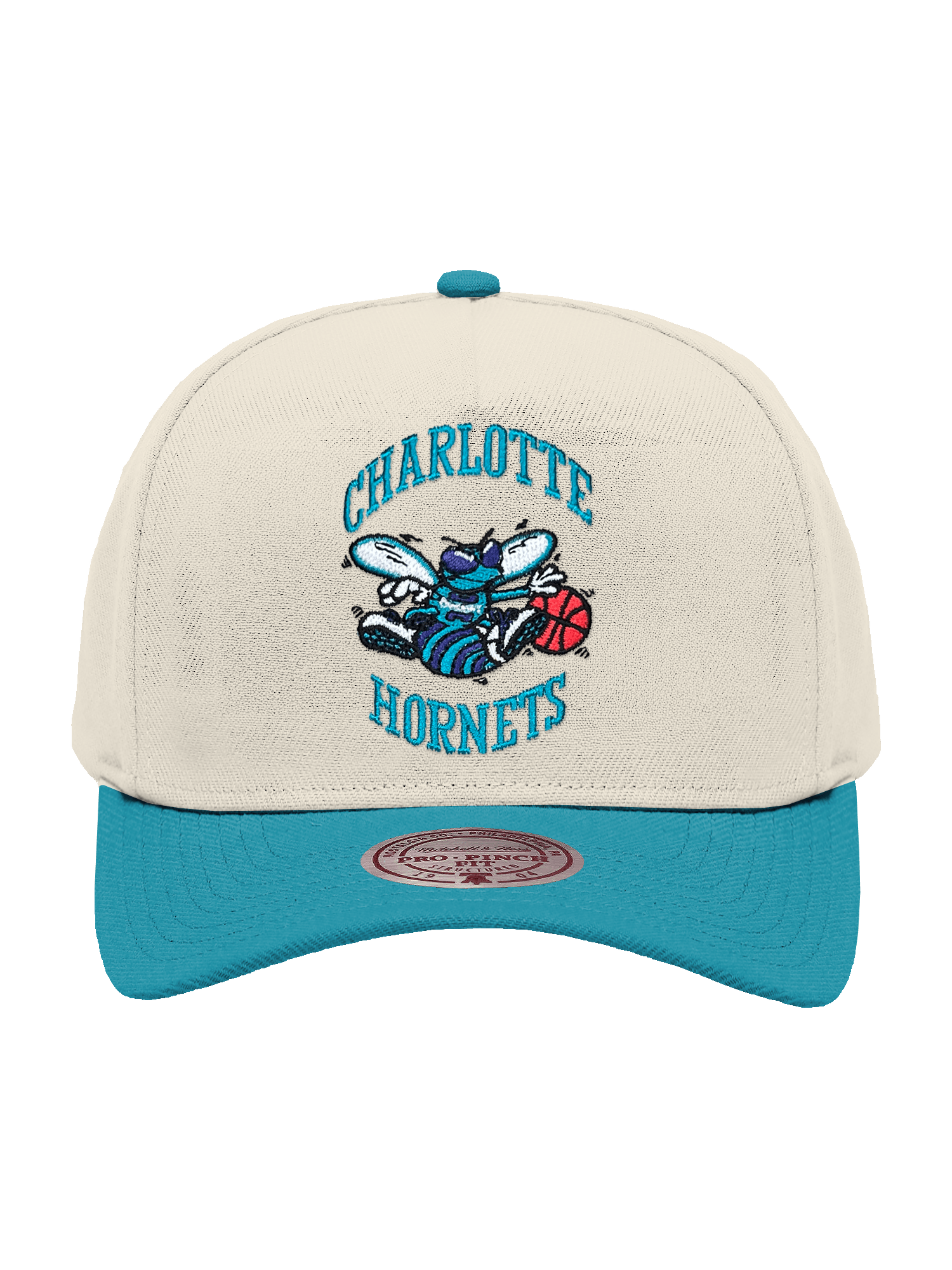 Charlotte Hornets Mitchell & Ness NBA HWC 2T Pro Pinch Snapback Hat - Cream