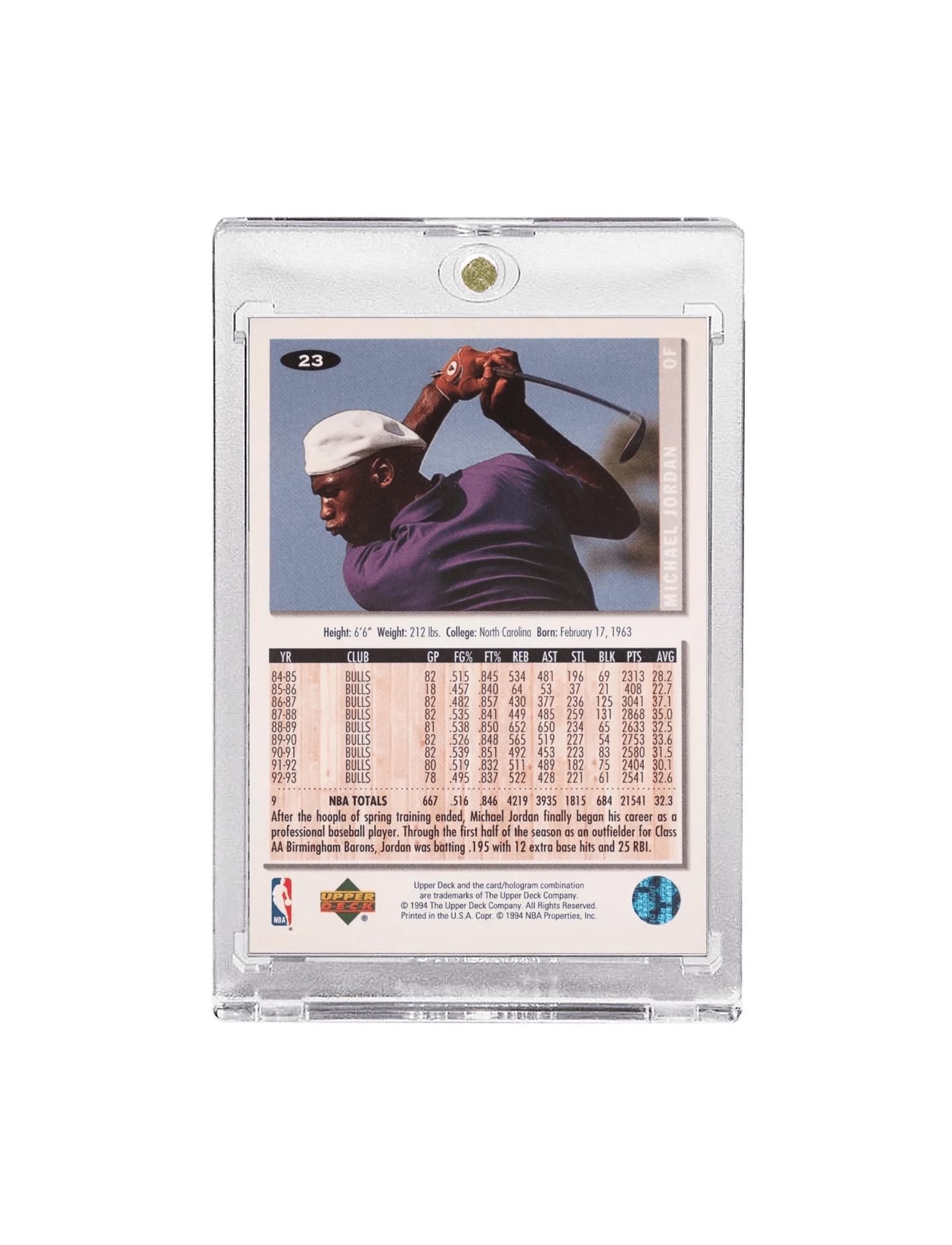 Michael Jordan Chicago White Sox Upper Deck MLB 94-95 Silver Signature Card