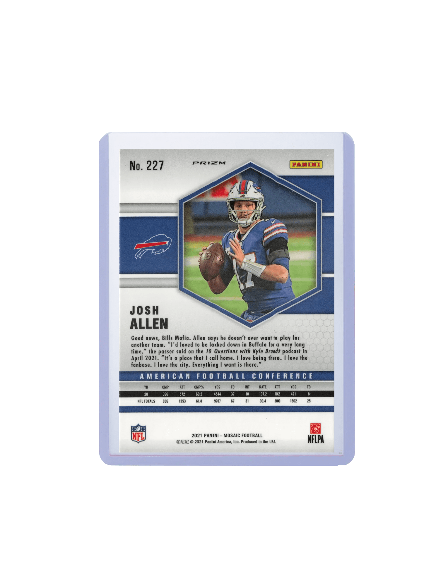 Josh Allen Buffalo Bills Panini NFL Mosaic 21 Pink Camo Card