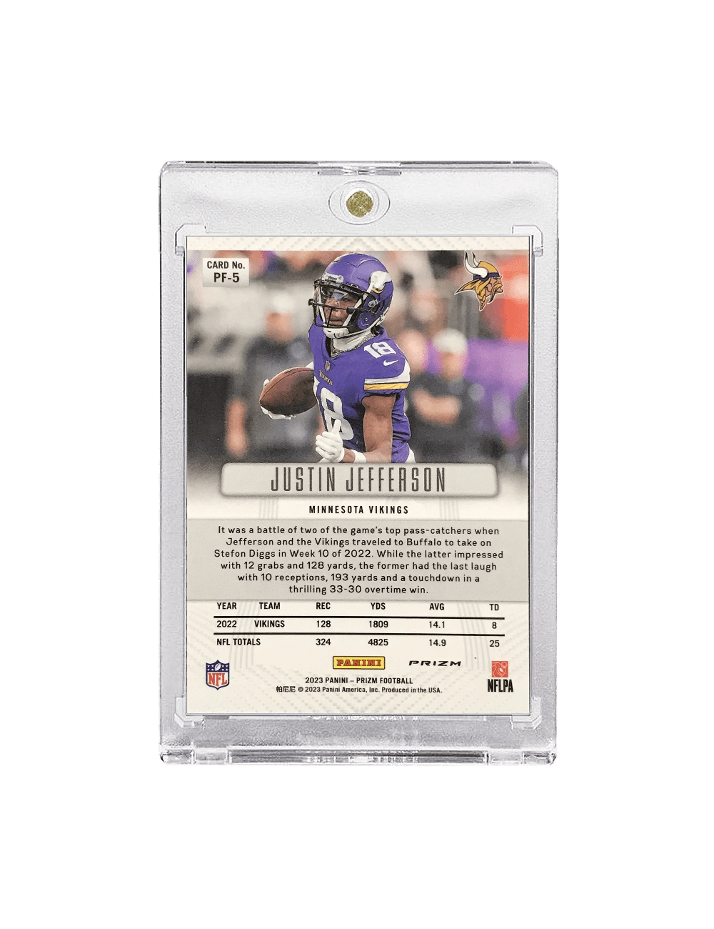 Justin Jefferson Minnesota Vikings Panini NFL 23 Prizm Flashback Silver Card