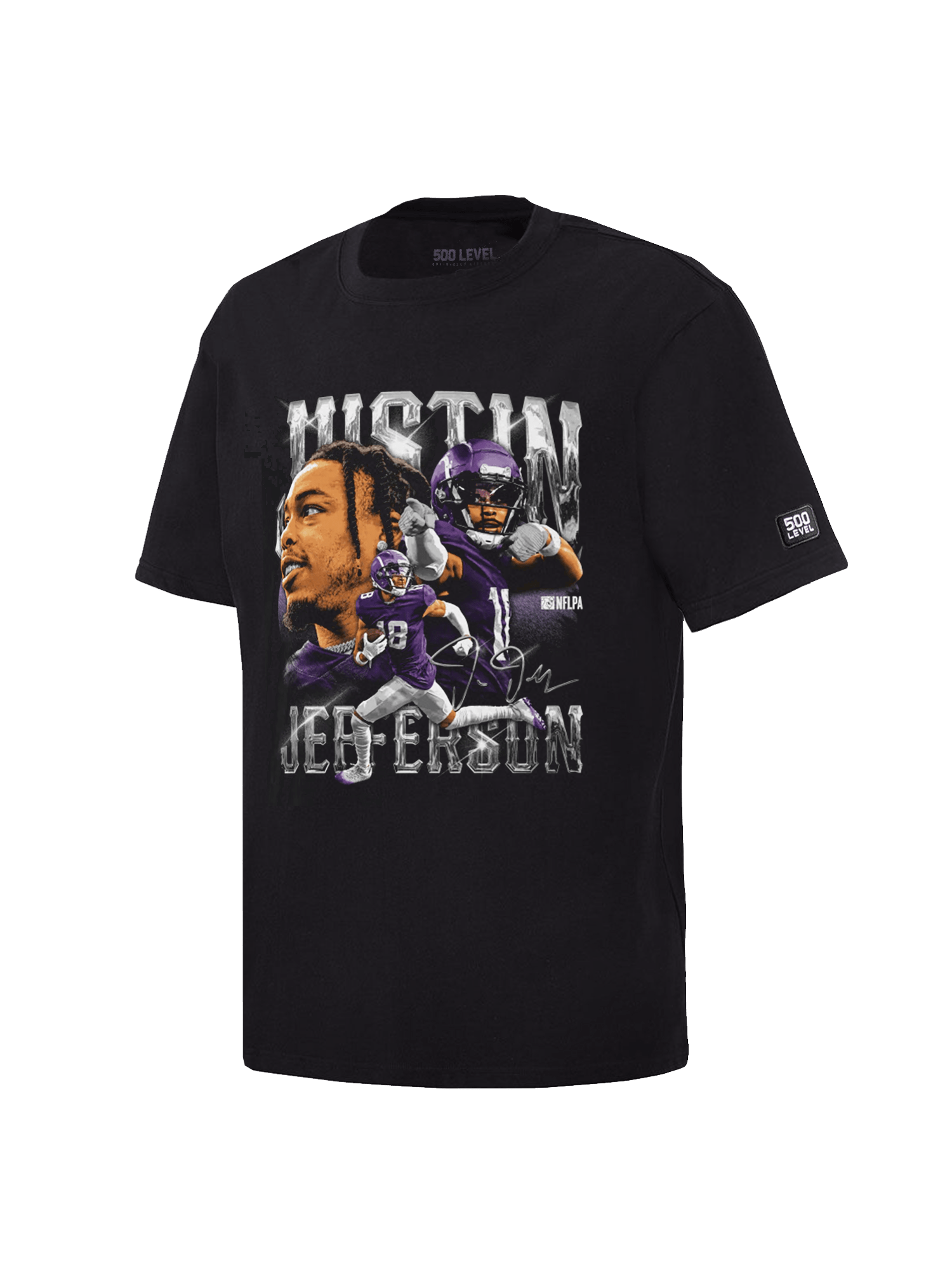 Justin Jefferson Minnesota Vikings 500 Level NFL Homage T-Shirt - Black