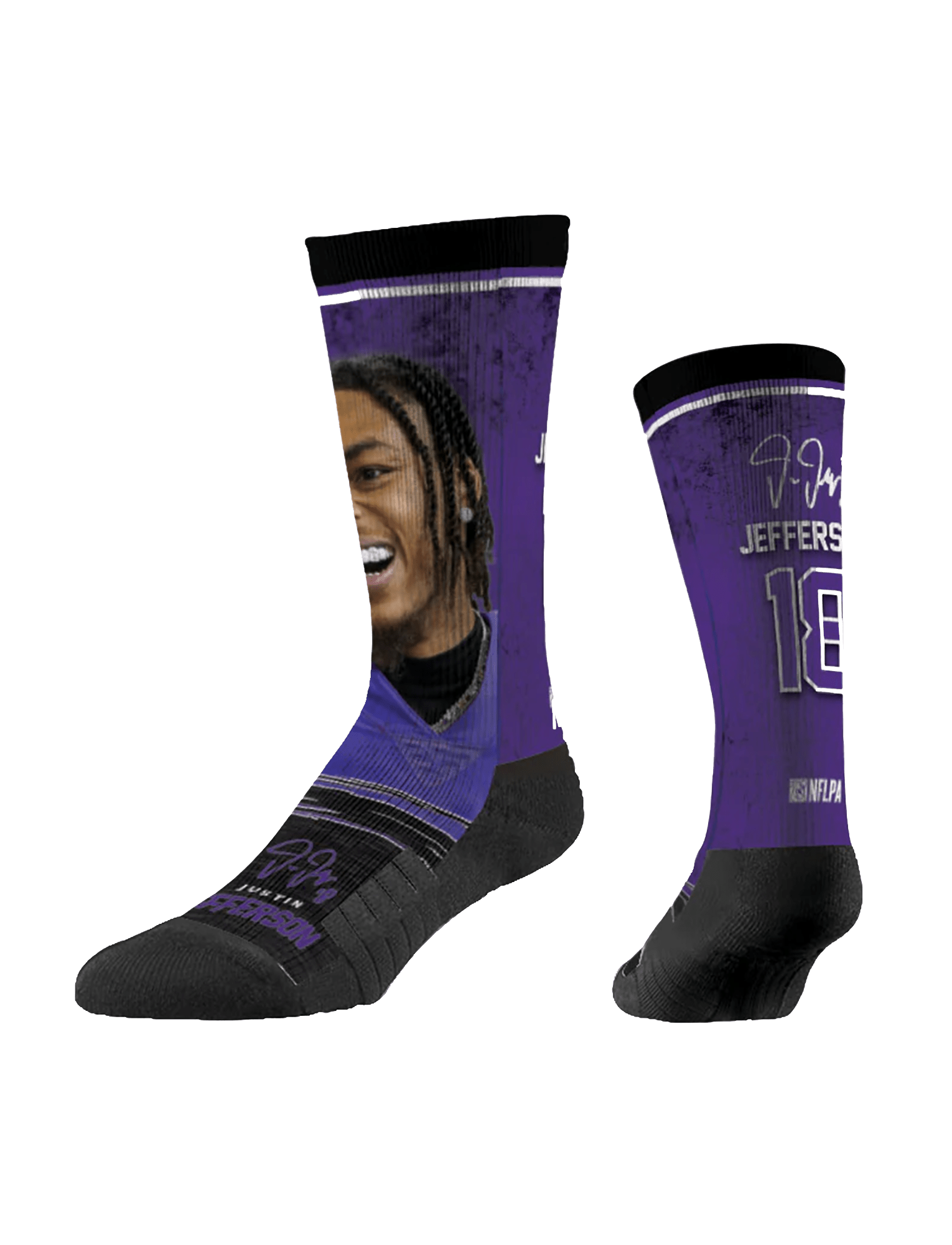 Justin Jefferson Minnesota Vikings Strideline NFL Profile Premium Sub Crew Socks