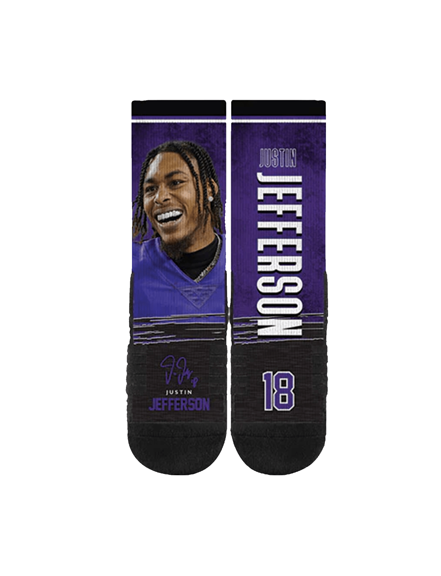 Justin Jefferson Minnesota Vikings Strideline NFL Profile Premium Sub Crew Socks