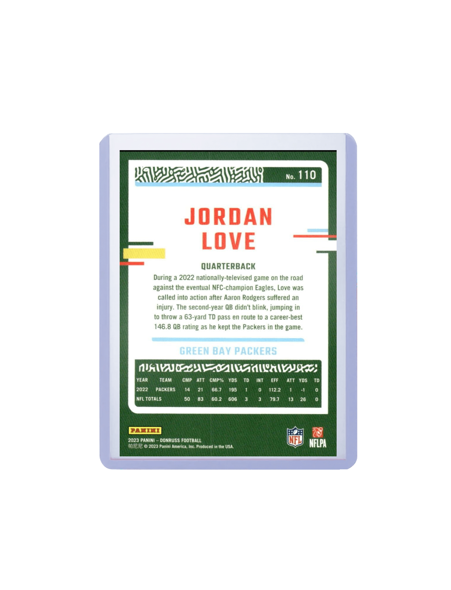 Jordan Love Green Bay Packers Panini NFL 23-24 Donruss Card