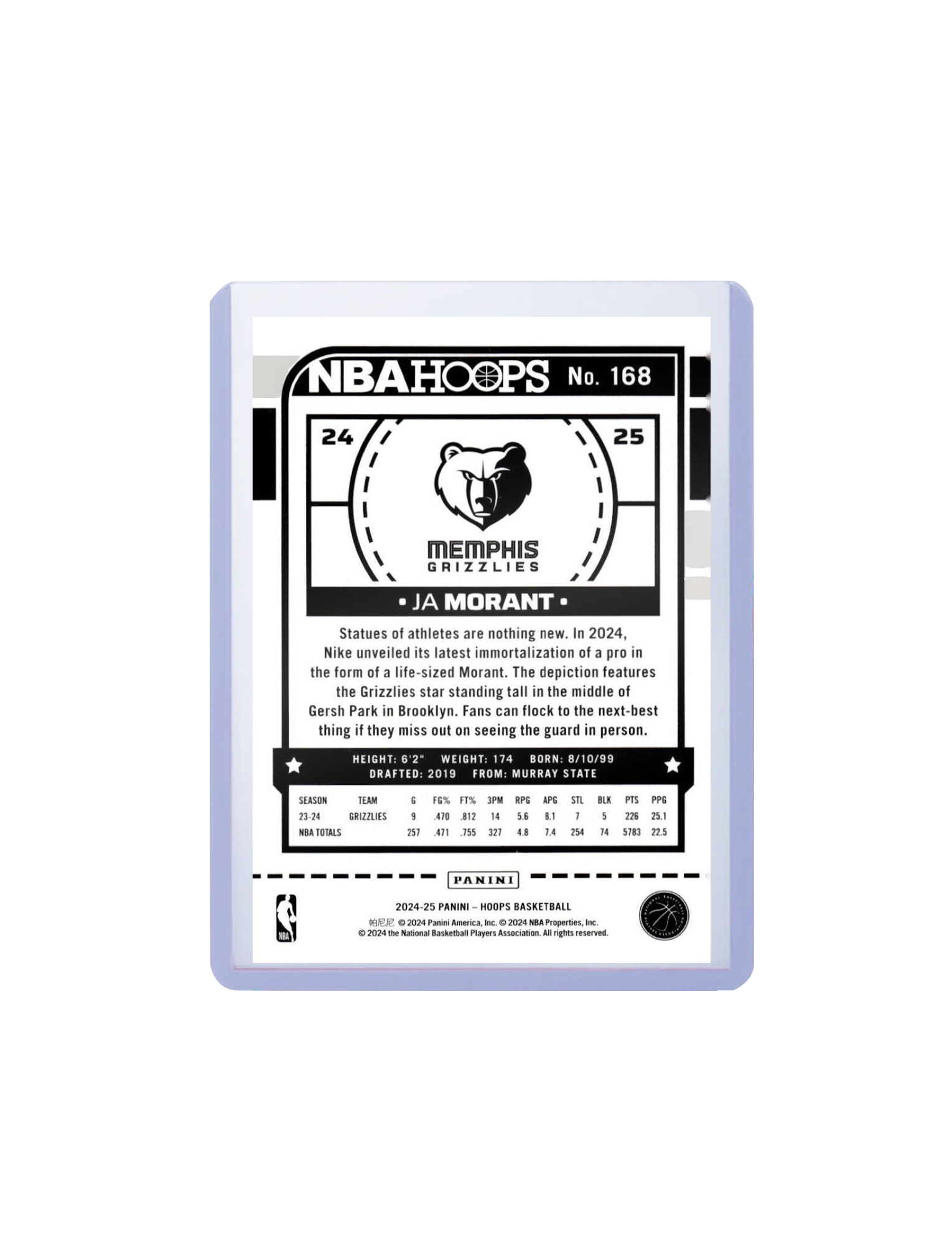 Ja Morant Memphis Grizzlies Panini NBA Hoops 24-25 Base Card