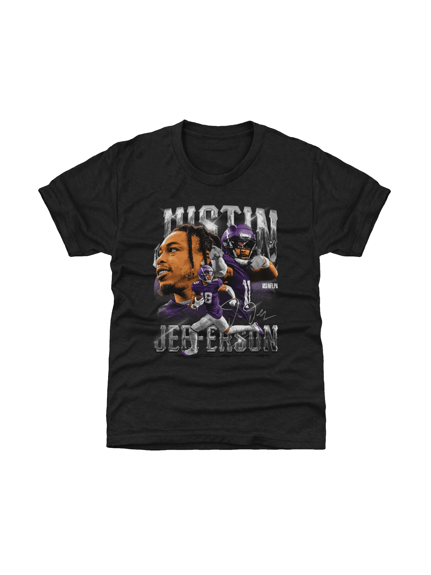 Youths Justin Jefferson Minnesota Vikings 500 Level NFL Homage T-Shirt - Tri Black