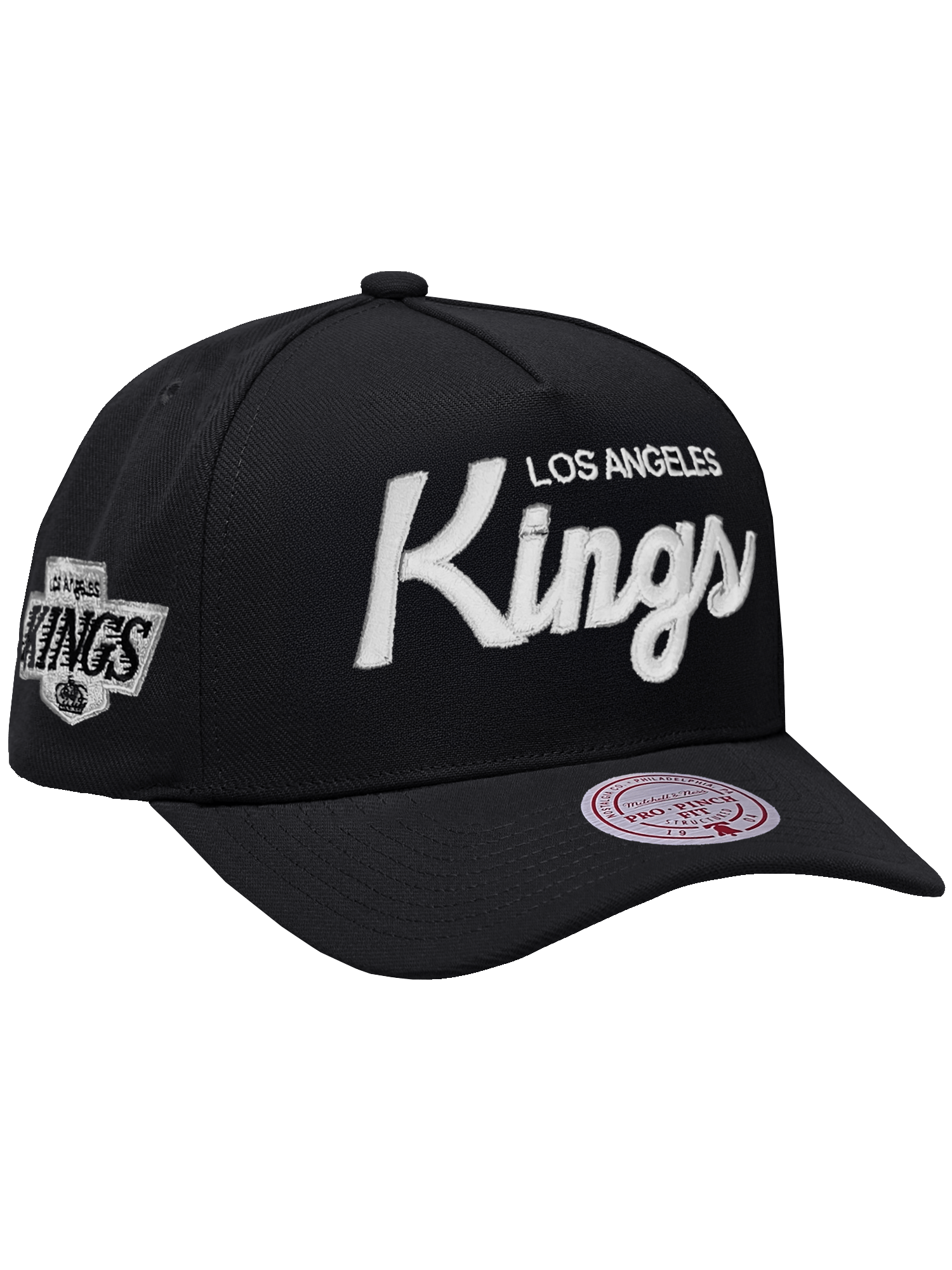 Los Angeles Kings Mitchell & Ness NHL Script Pro Pinch Snapback Hat - Black