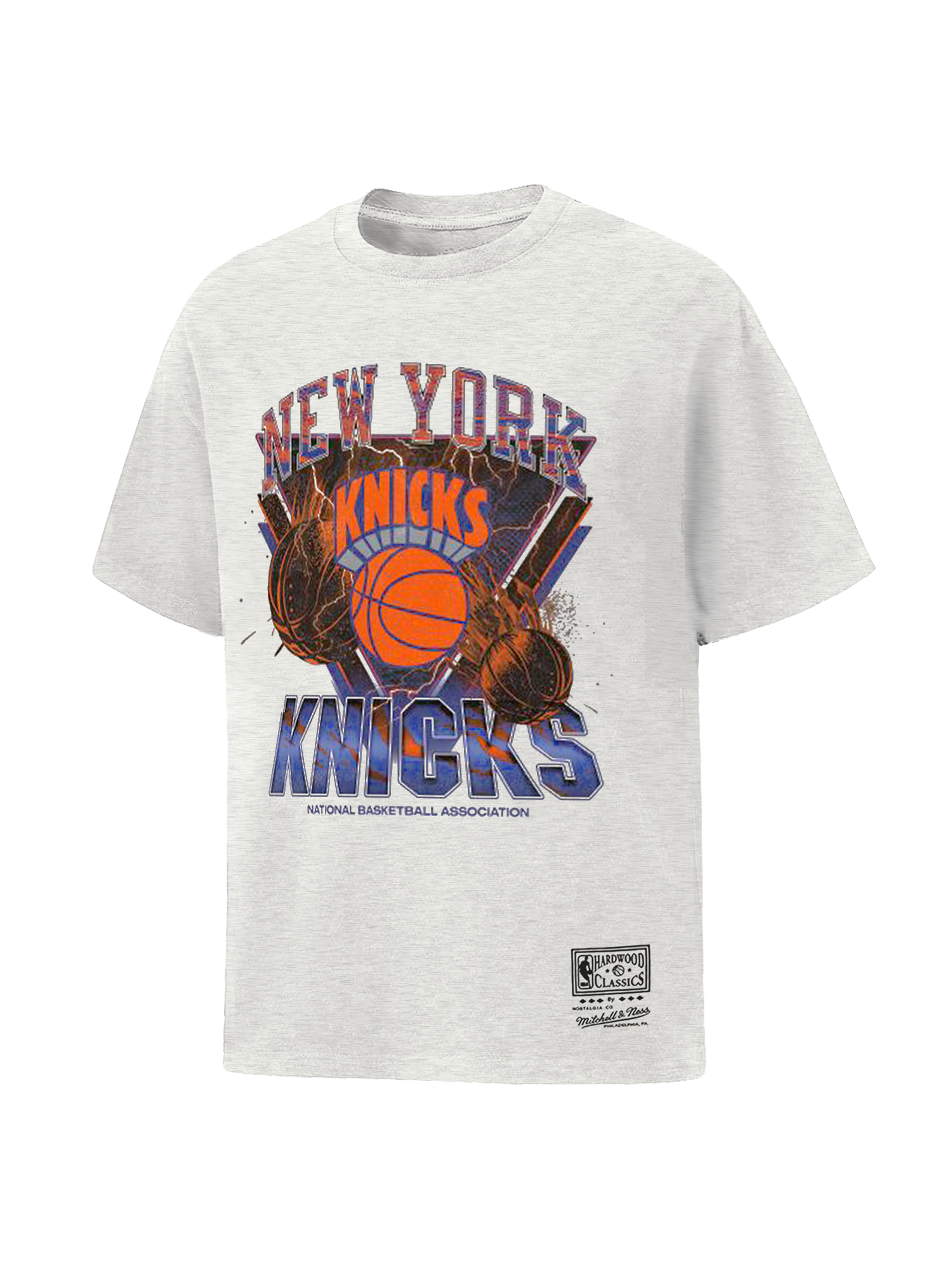 New York Knicks Mitchell & Ness NBA Trigon Vintage T-Shirt - White Marle