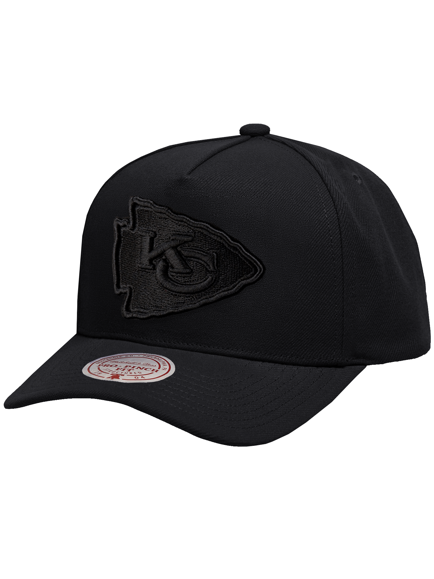 Kansas City Chiefs Mitchell & Ness NFL Black On Black Pro Pinch Snapback Hat