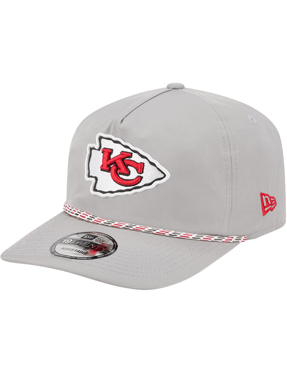Kansas City Chiefs New Era NFL Team Rope 19TWENTY Pre-Curved Snapback Hat - Grey