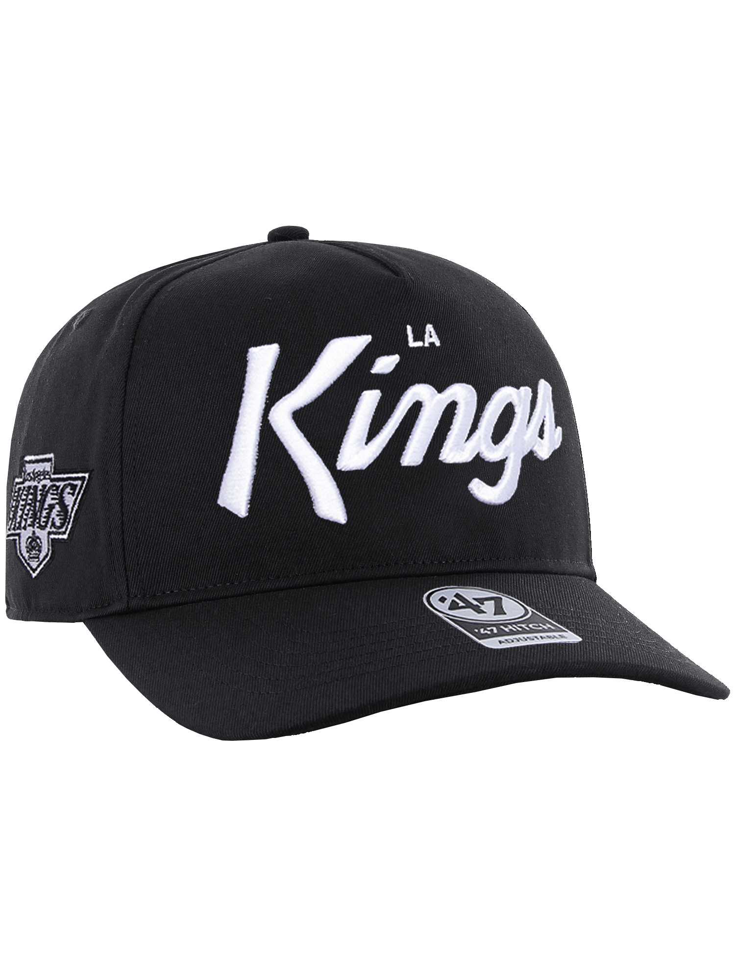 Los Angeles Kings '47 NHL Attitude Script Hitch Pre-Curved Snapback Hat - Black