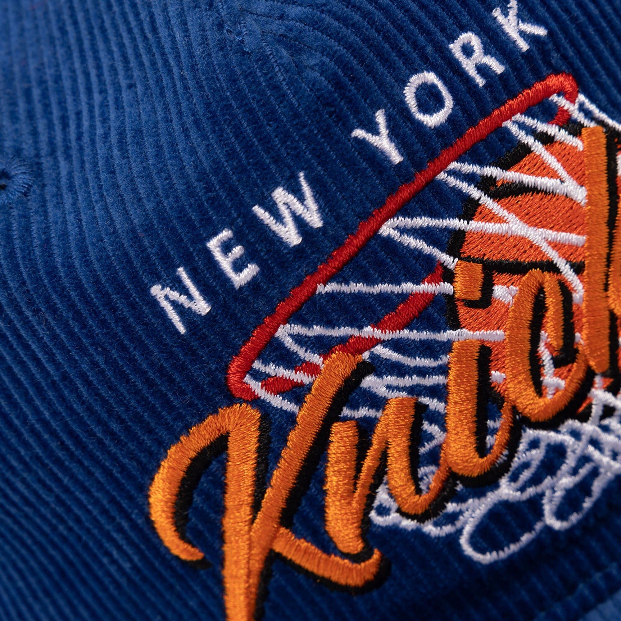New York Knicks Mitchell & Ness NBA Net Deadstock Pre-Curved Snapback Hat - Blue