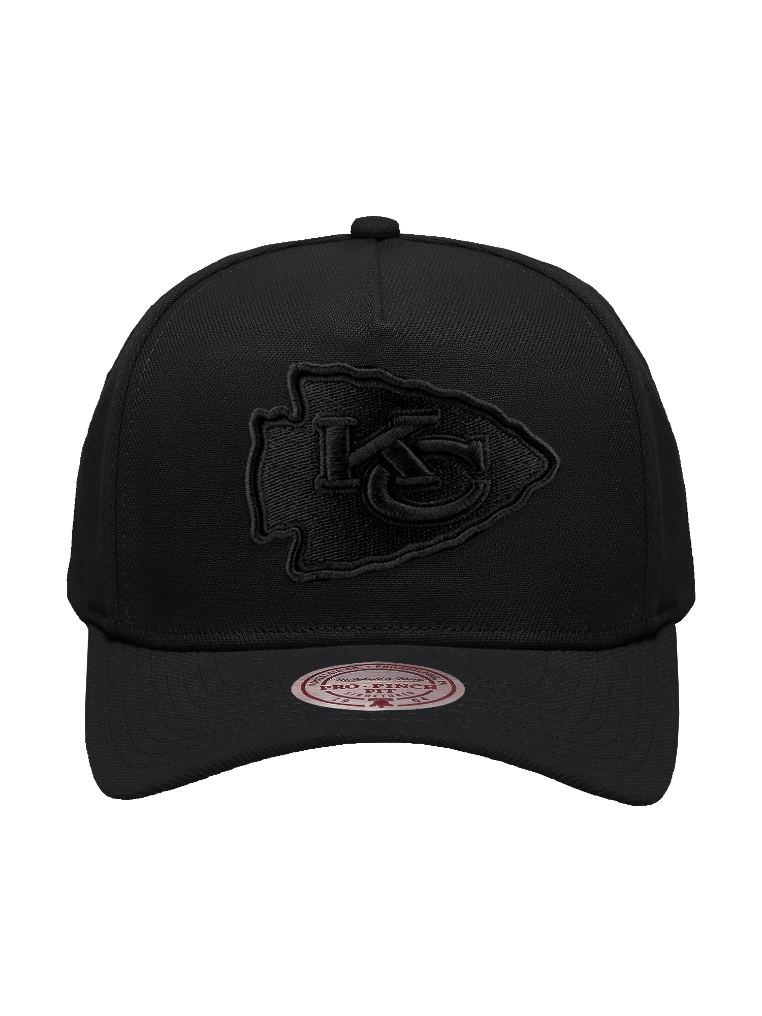 Kansas City Chiefs Mitchell & Ness NFL Black On Black Pro Pinch Snapback Hat