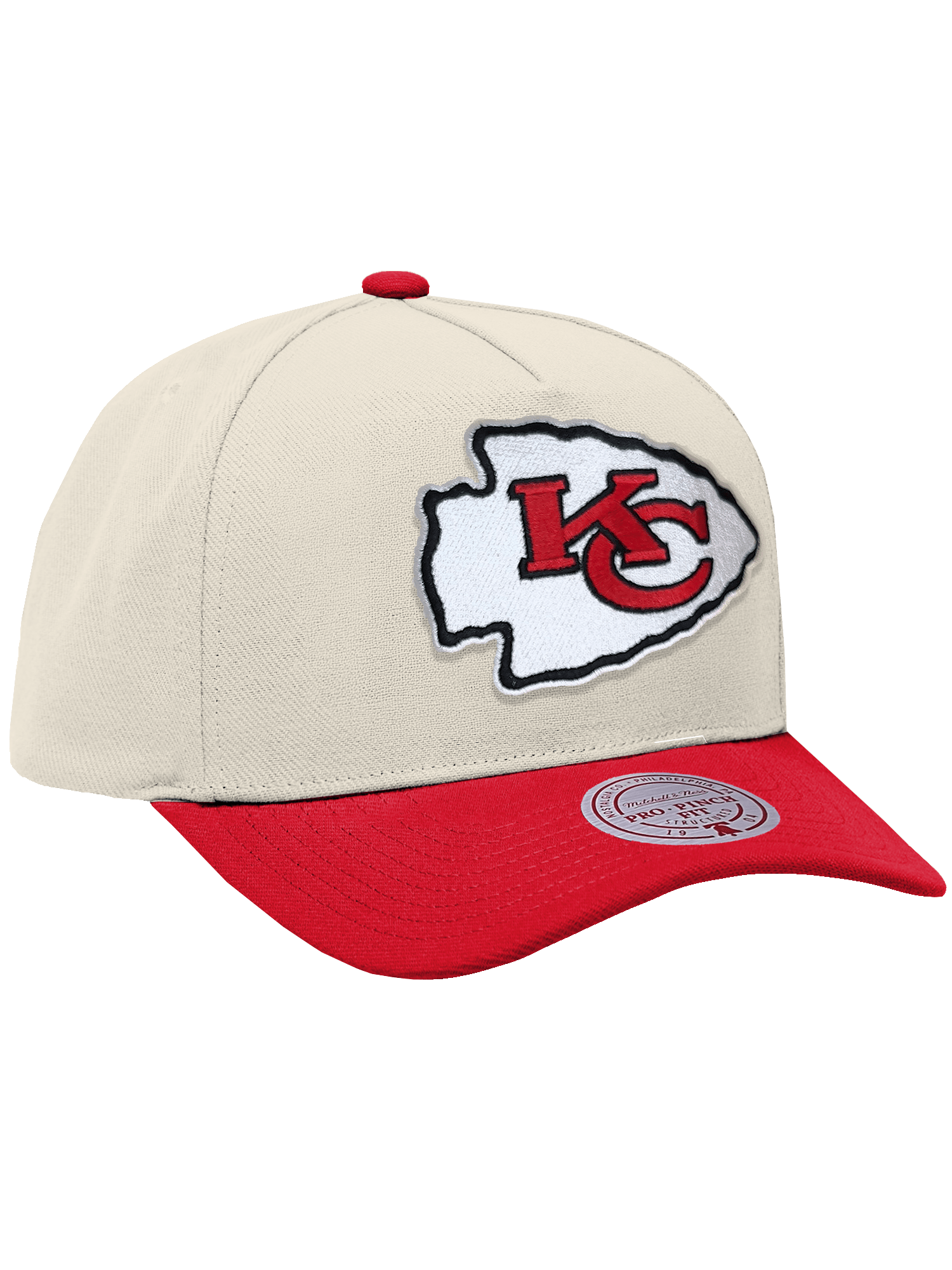 Kansas City Chiefs Mitchell & Ness NFL Team 2T Pro Pinch Snapback Hat - Cream