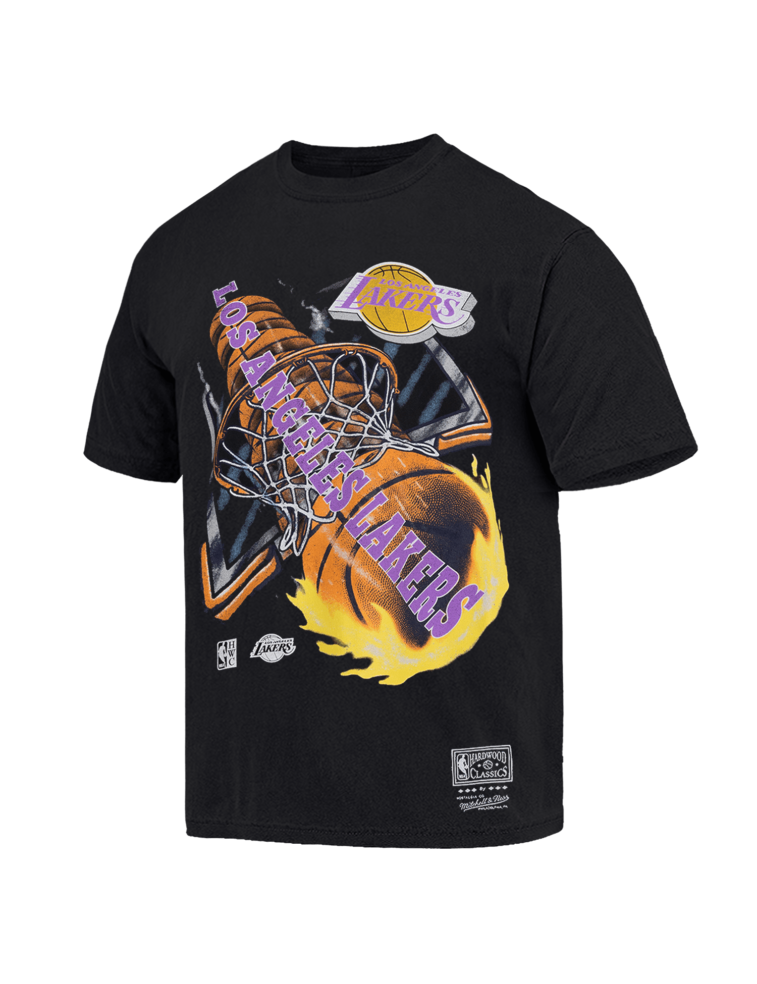 Los Angeles Lakers Mitchell & Ness NBA On Fire Vintage T-Shirt - Faded Black
