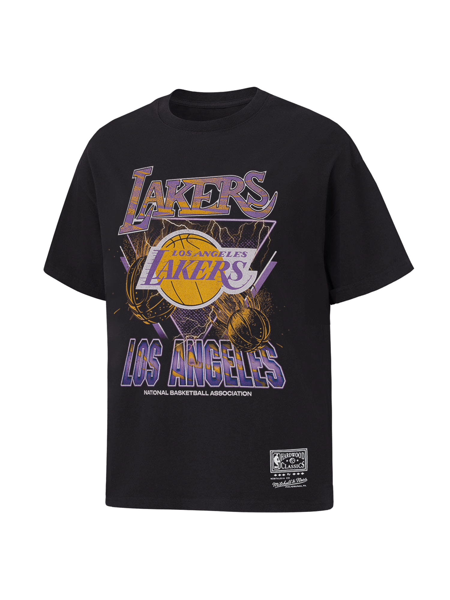 Los Angeles Lakers Mitchell & Ness NBA Trigon Vintage T-Shirt - Overdyed Black