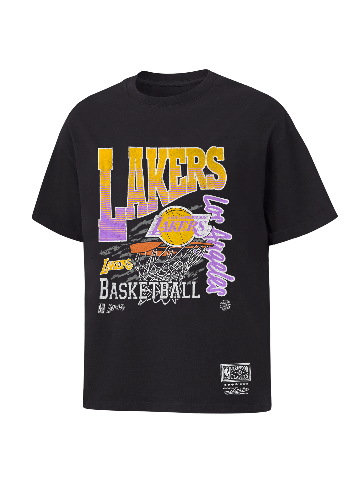 Los Angeles Lakers Mitchell & Ness NBA Basketed Vintage T-Shirt - Overdyed Black