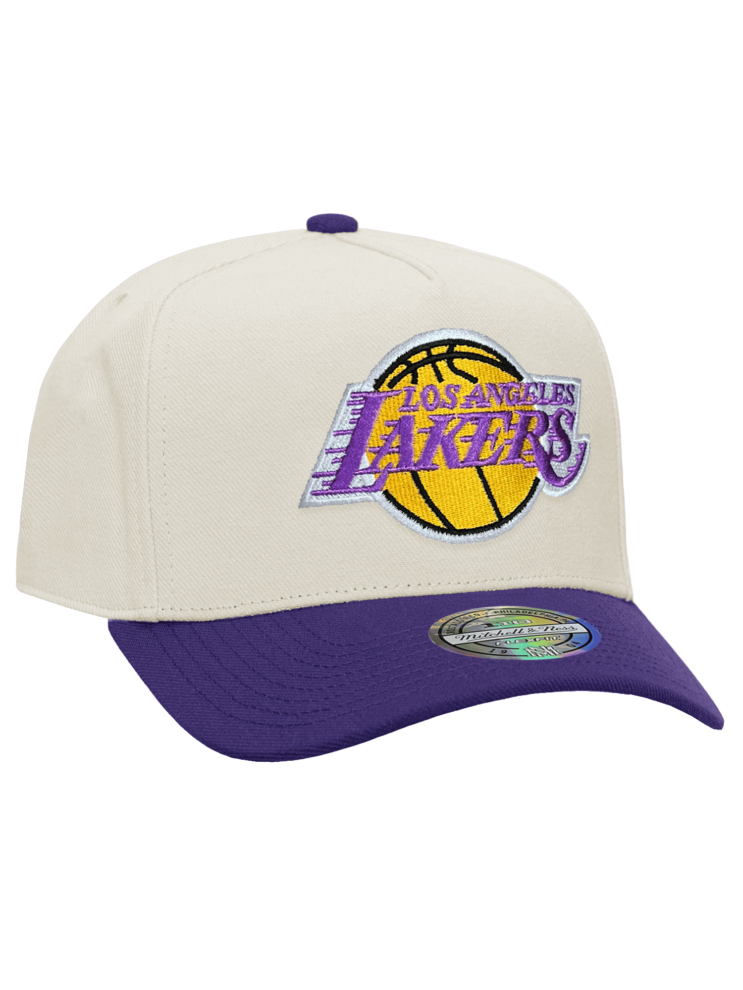 Los Angeles Lakers Mitchell & Ness NBA Team Flex-Snap Snapback Hat - Off White