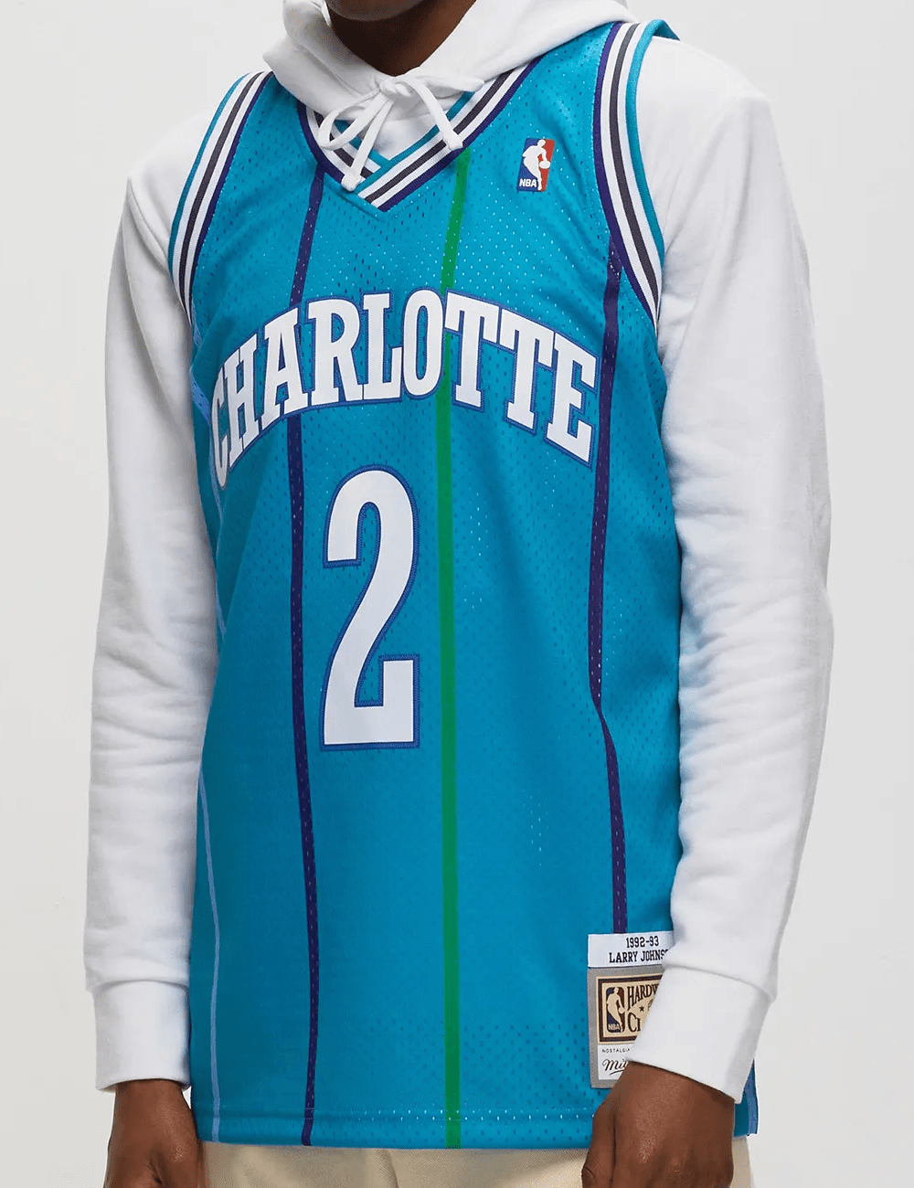 Larry Johnson Charlotte Hornets Mitchell & Ness NBA 92-93 Road HWC Swingman Jersey - Teal