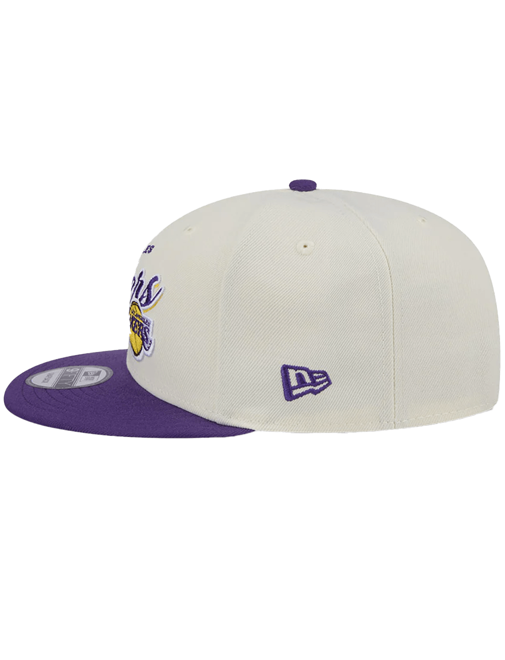 Los Angeles Lakers New Era NBA 2 Tone Script 9FIFTY Snapback Hat - Chrome White