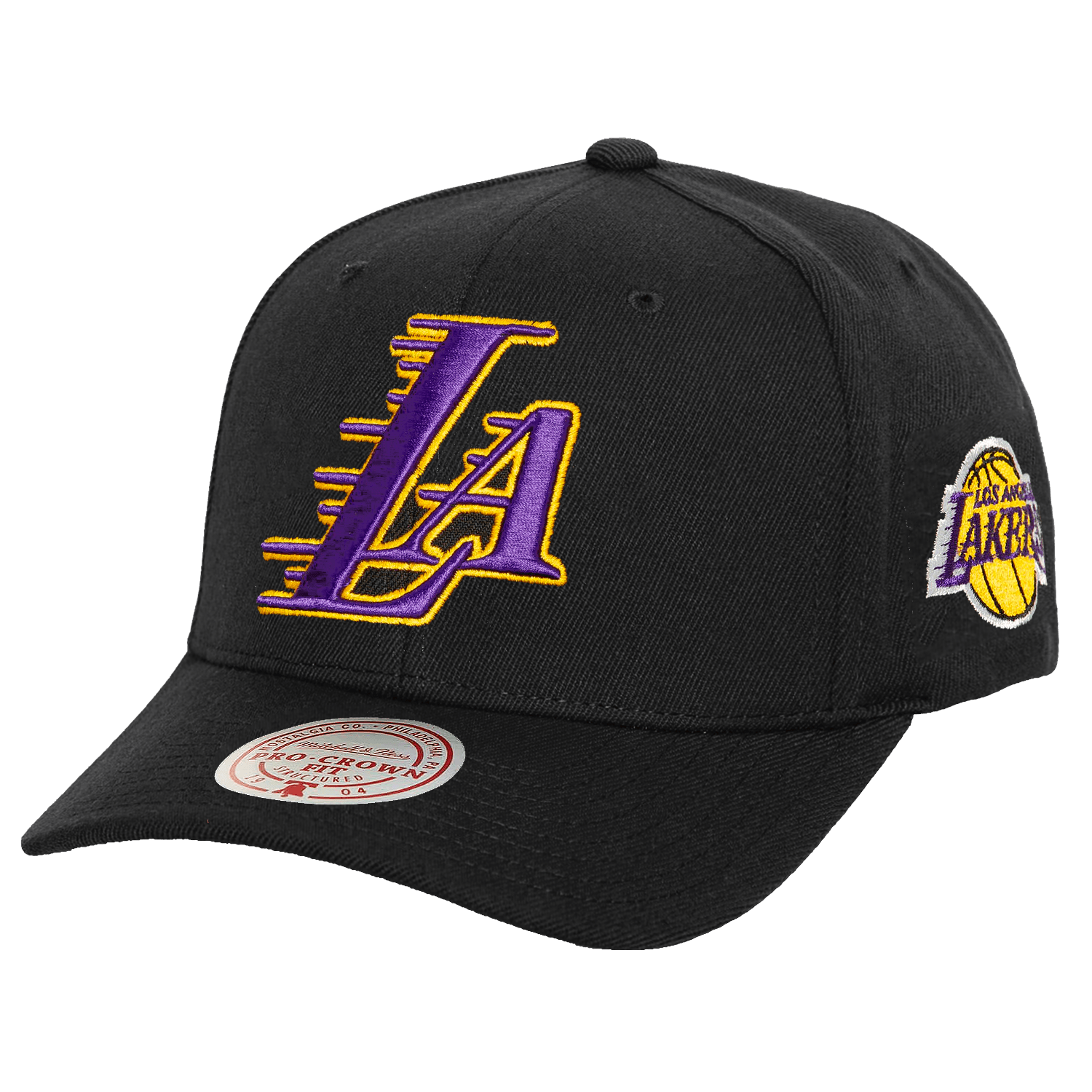 Los Angeles Lakers Mitchell & Ness NBA HWC Icon Pro Crown Snapback Hat - Black