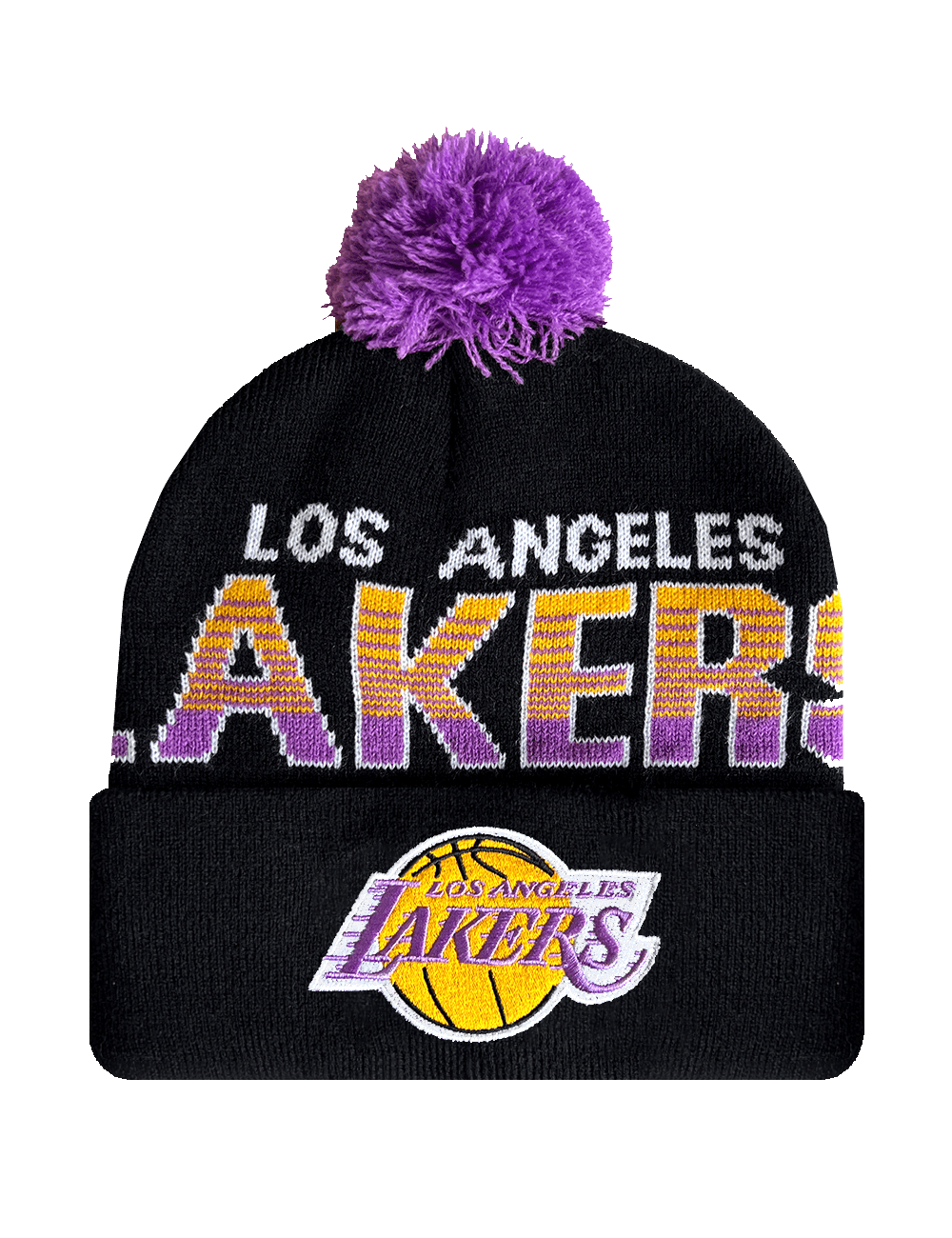 Los Angeles Lakers Mitchell & Ness NBA Burst Knit Beanie - Black