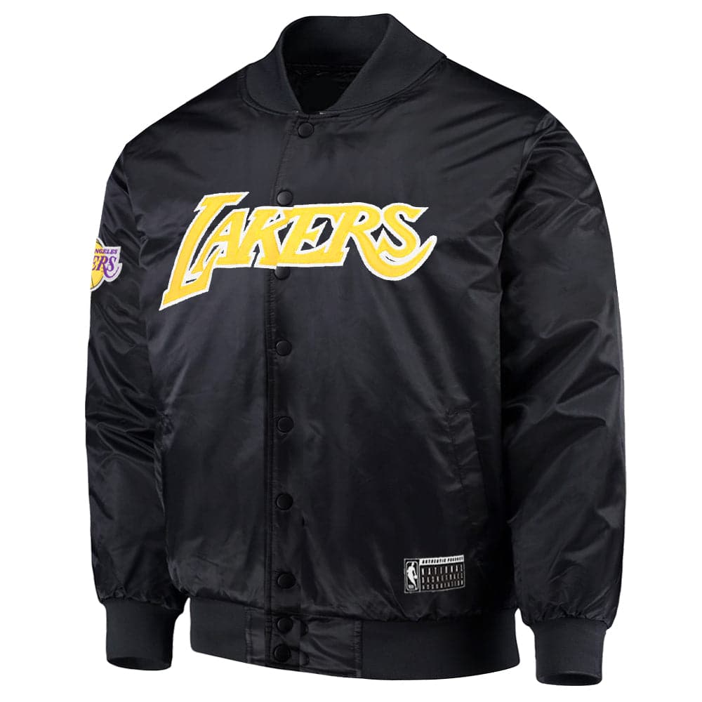Los Angeles Lakers NBA Essentials Delta Nylon Bomber Jacket - Black