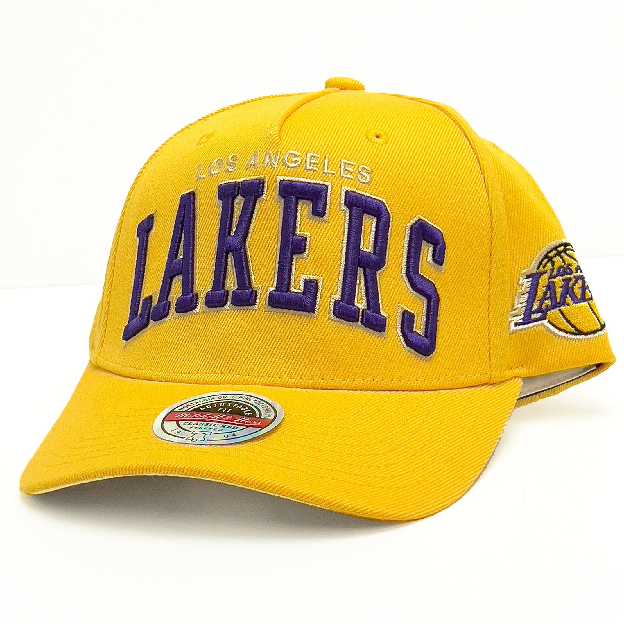 Los Angeles Lakers Mitchell & Ness NBA Wordmark Pro Crown Snapback Hat - Yellow