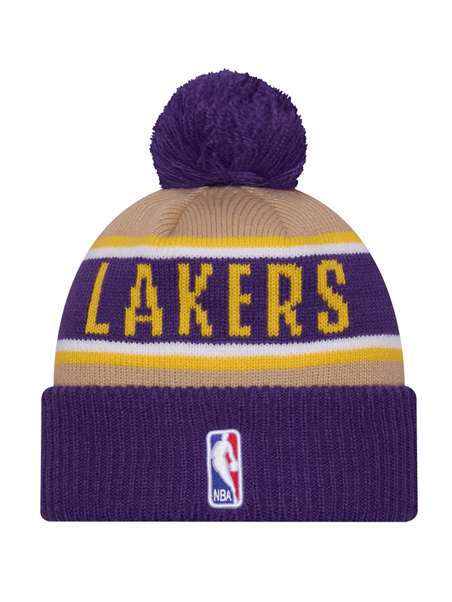 Los Angeles Lakers New Era NBA 24 Draft Knit Beanie - Tan