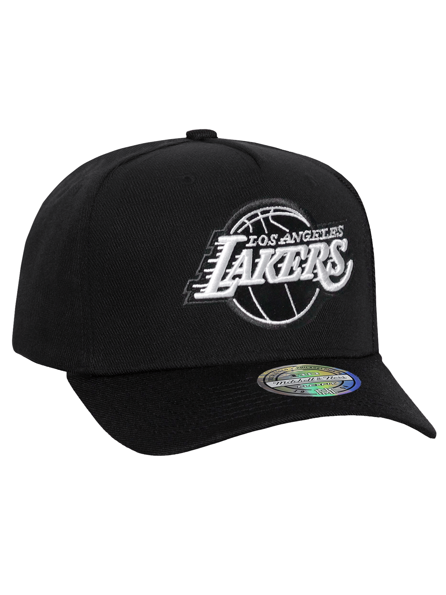 Los Angeles Lakers Mitchell & Ness NBA Monochrome 110 Flex Snapback Hat - Black